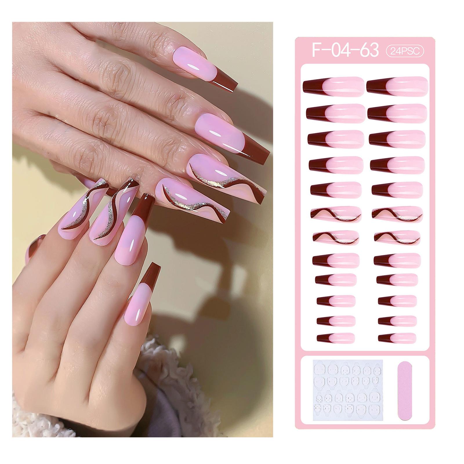 24x Long Coffin Nail Tips 12 Sizes Fake Nails for Nail Art DIY Salon 04