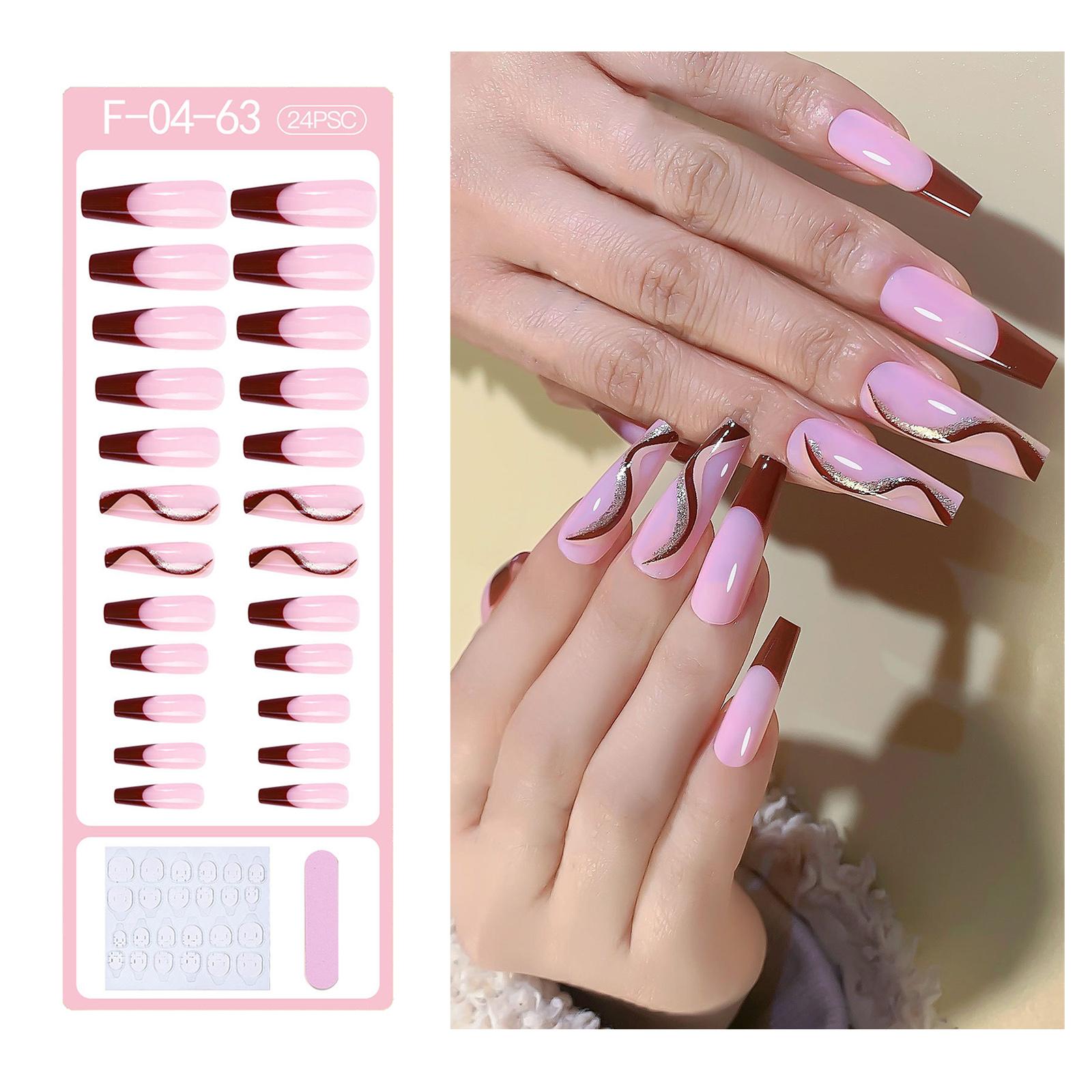 24x Long Coffin Nail Tips 12 Sizes Fake Nails for Nail Art DIY Salon 04