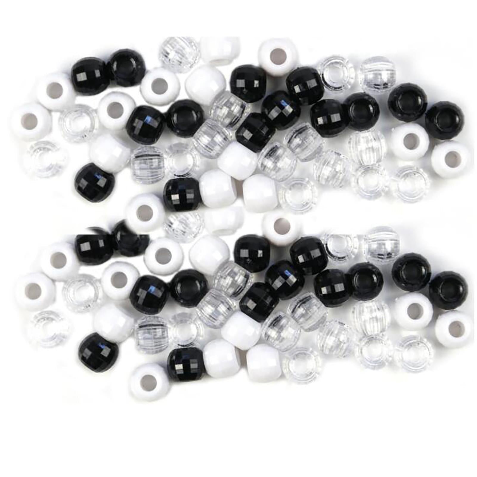 240x pony Bead Kit Hair Beads Large Hole for DIY Hair Braiding Crochet Black