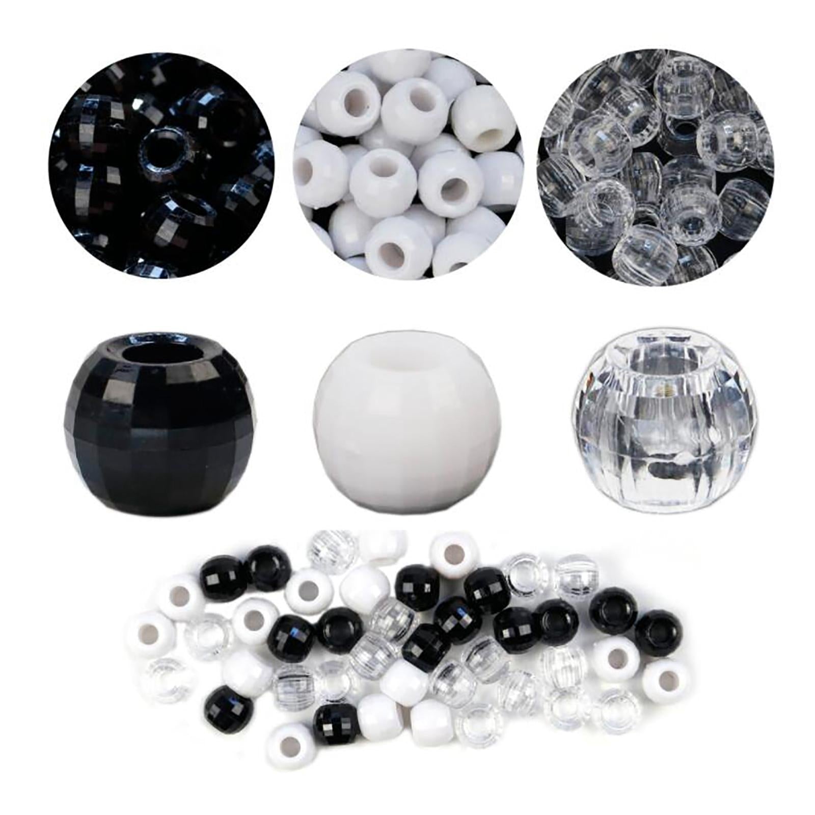 240x pony Bead Kit Hair Beads Large Hole for DIY Hair Braiding Crochet Black