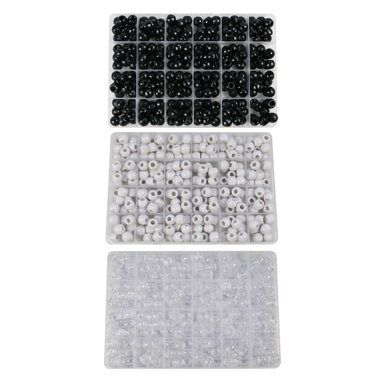 240x pony Bead Kit Hair Beads Large Hole for DIY Hair Braiding Crochet Black