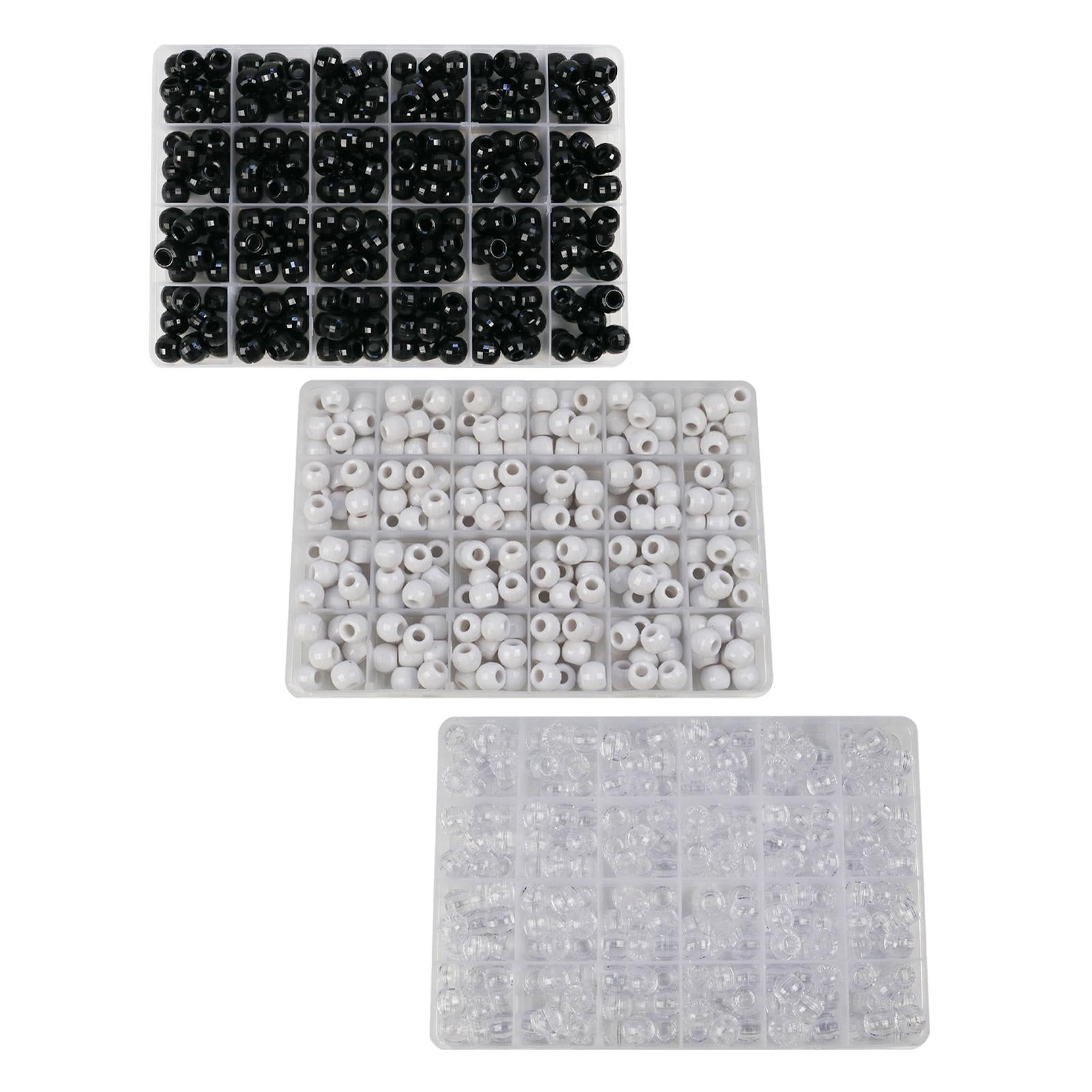 240x pony Bead Kit Hair Beads Large Hole for DIY Hair Braiding Crochet Black