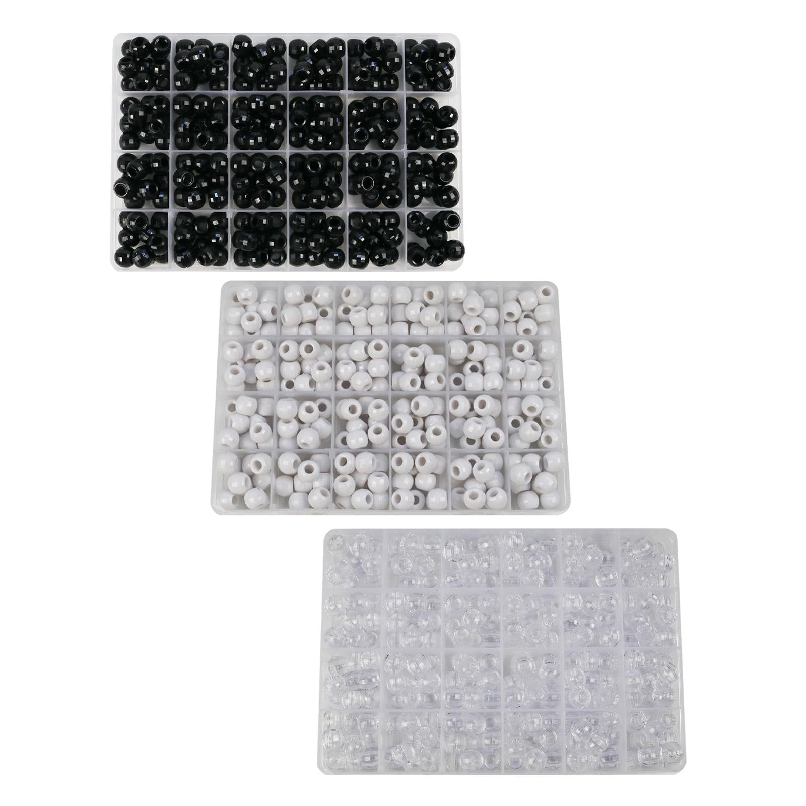 240x pony Bead Kit Hair Beads Large Hole for DIY Hair Braiding Crochet Black