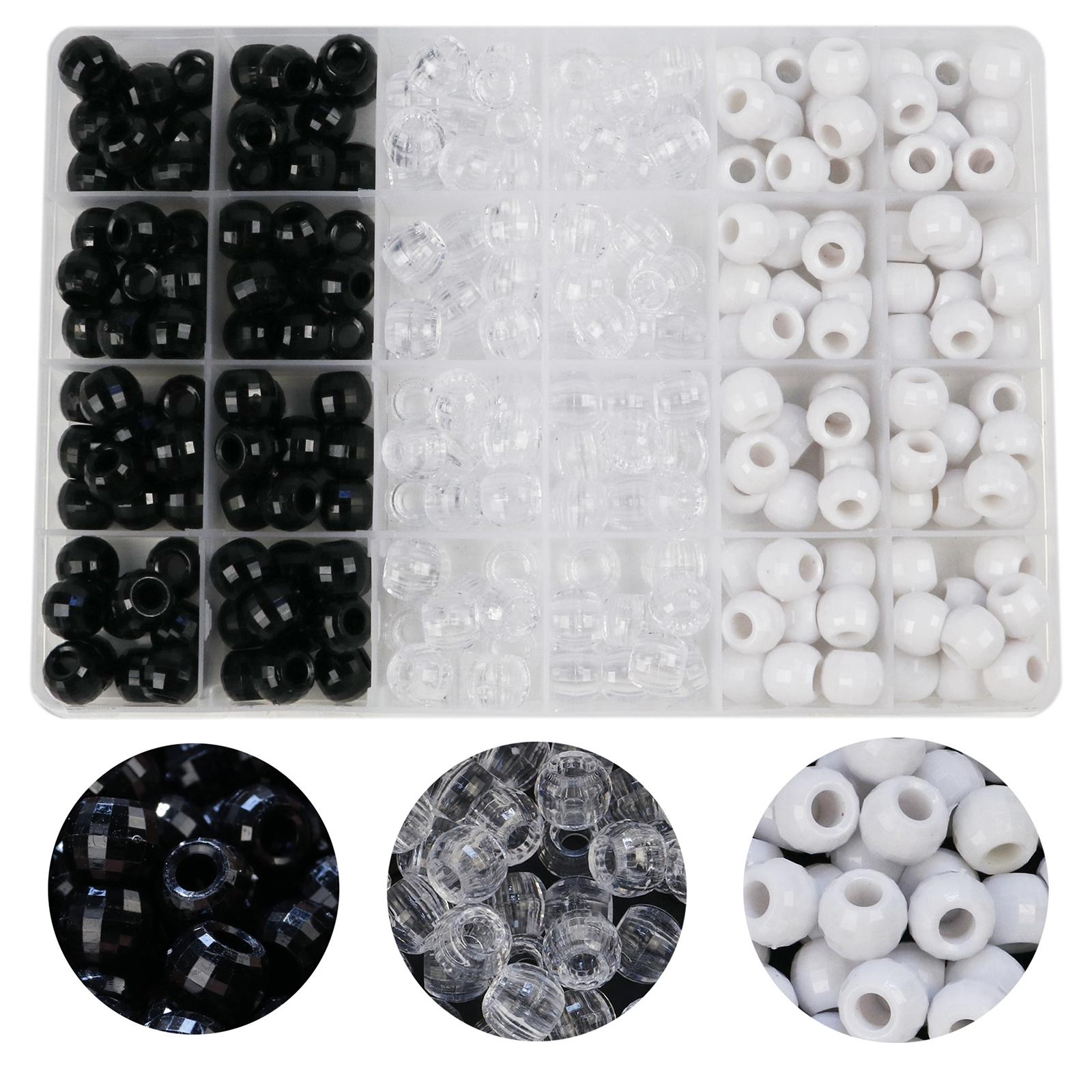 240x pony Bead Kit Hair Beads Large Hole for DIY Hair Braiding Crochet White