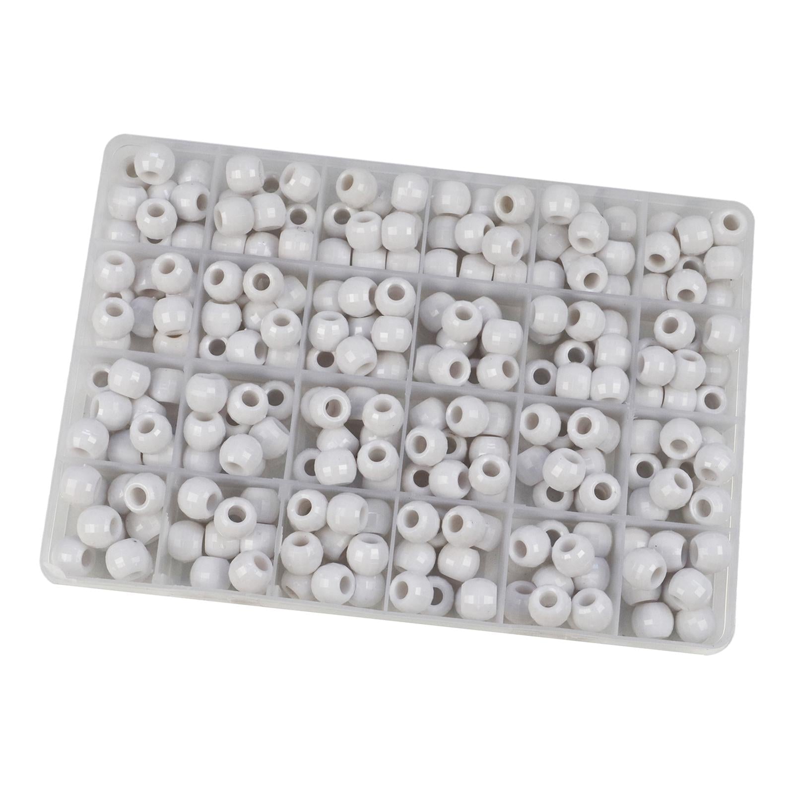 240x pony Bead Kit Hair Beads Large Hole for DIY Hair Braiding Crochet White