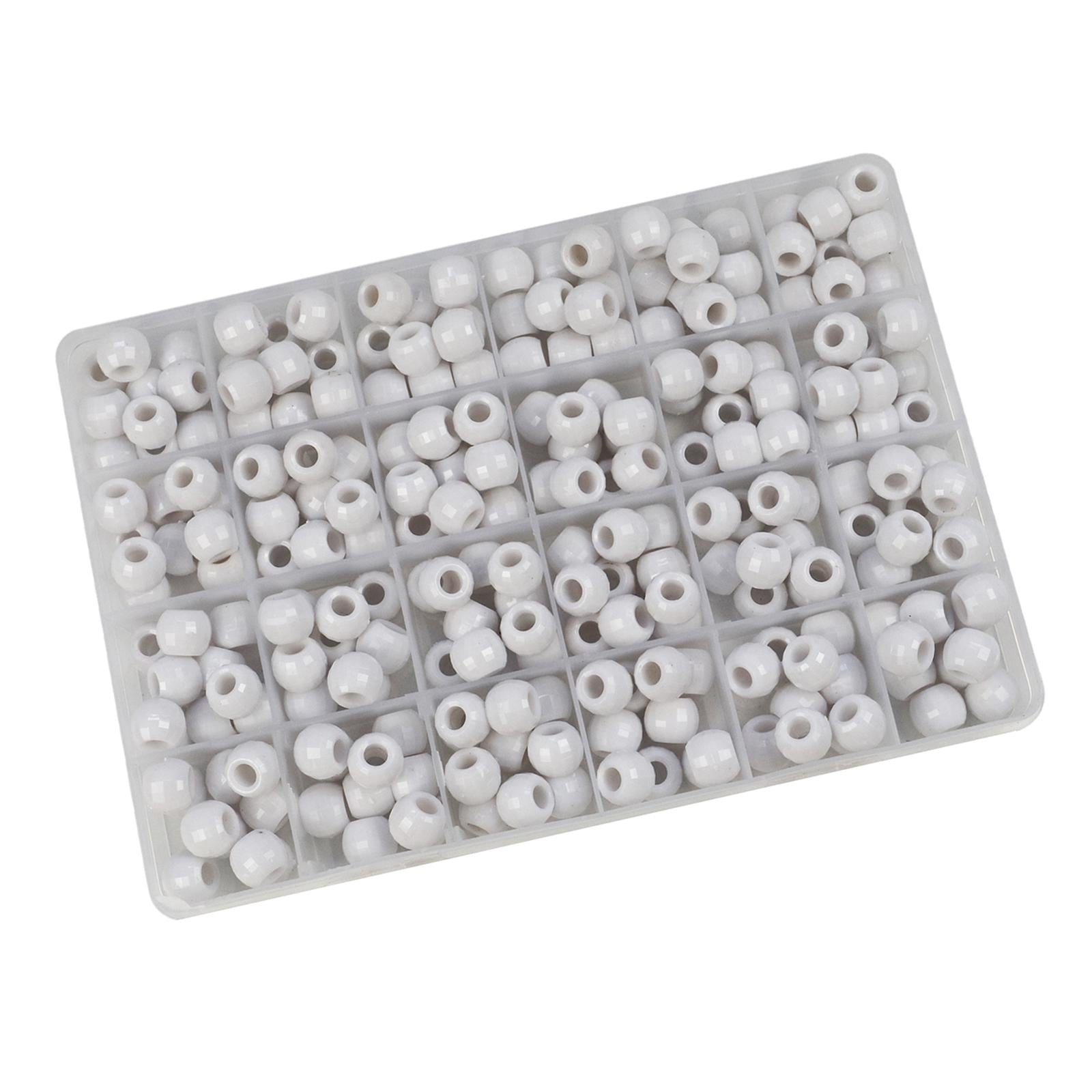 240x pony Bead Kit Hair Beads Large Hole for DIY Hair Braiding Crochet White