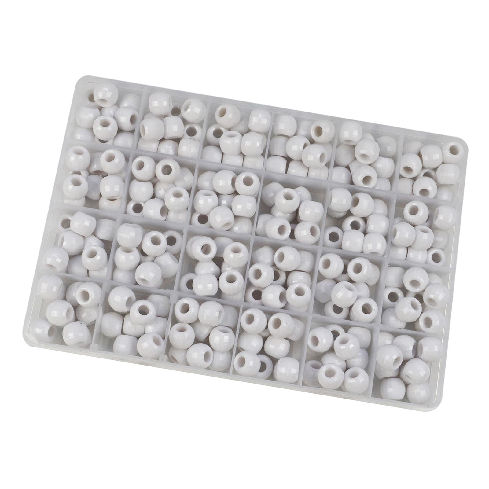 240x pony Bead Kit Hair Beads Large Hole for DIY Hair Braiding Crochet White