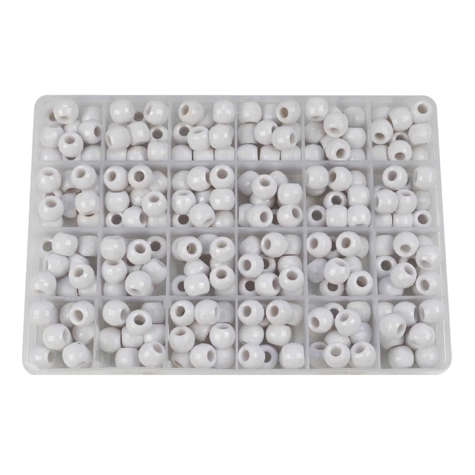 240x pony Bead Kit Hair Beads Large Hole for DIY Hair Braiding Crochet White