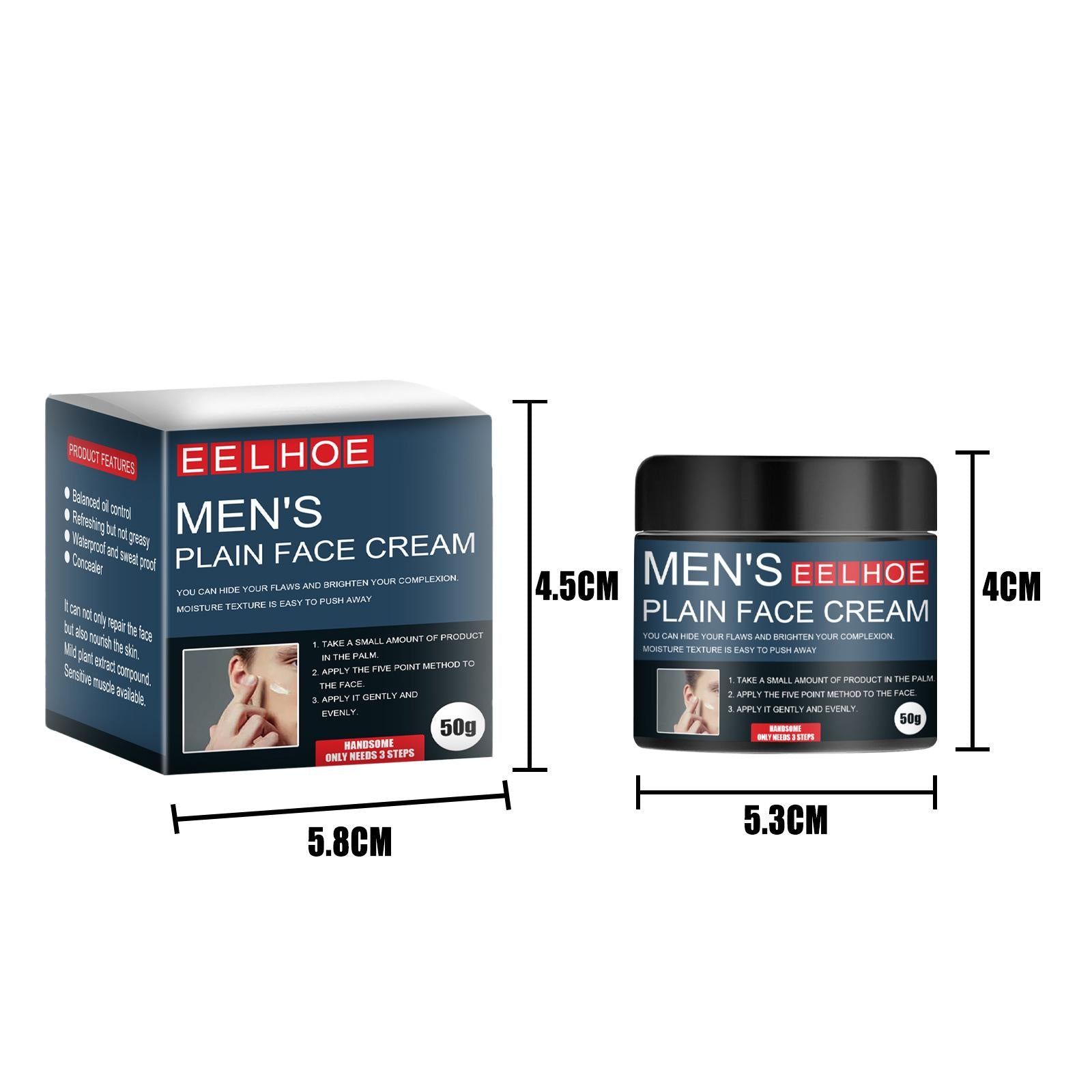 3x50ml Men Facial Concealer Cream for Oil Control Moisturizing Makeup Base Use