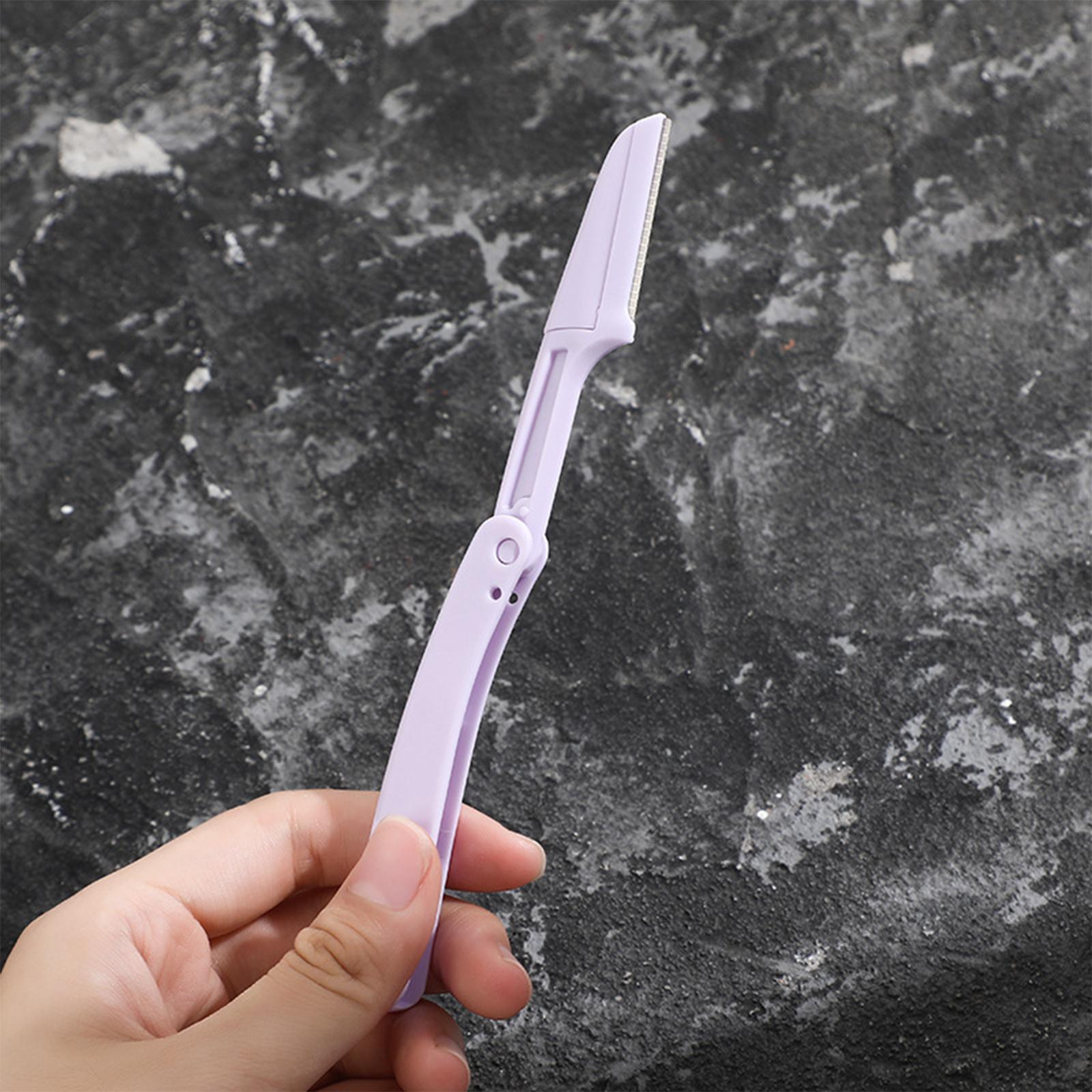 4x3 x Foldable Eyebrow Trimmer Razor Steel Blade Reusable for Men Women Purple