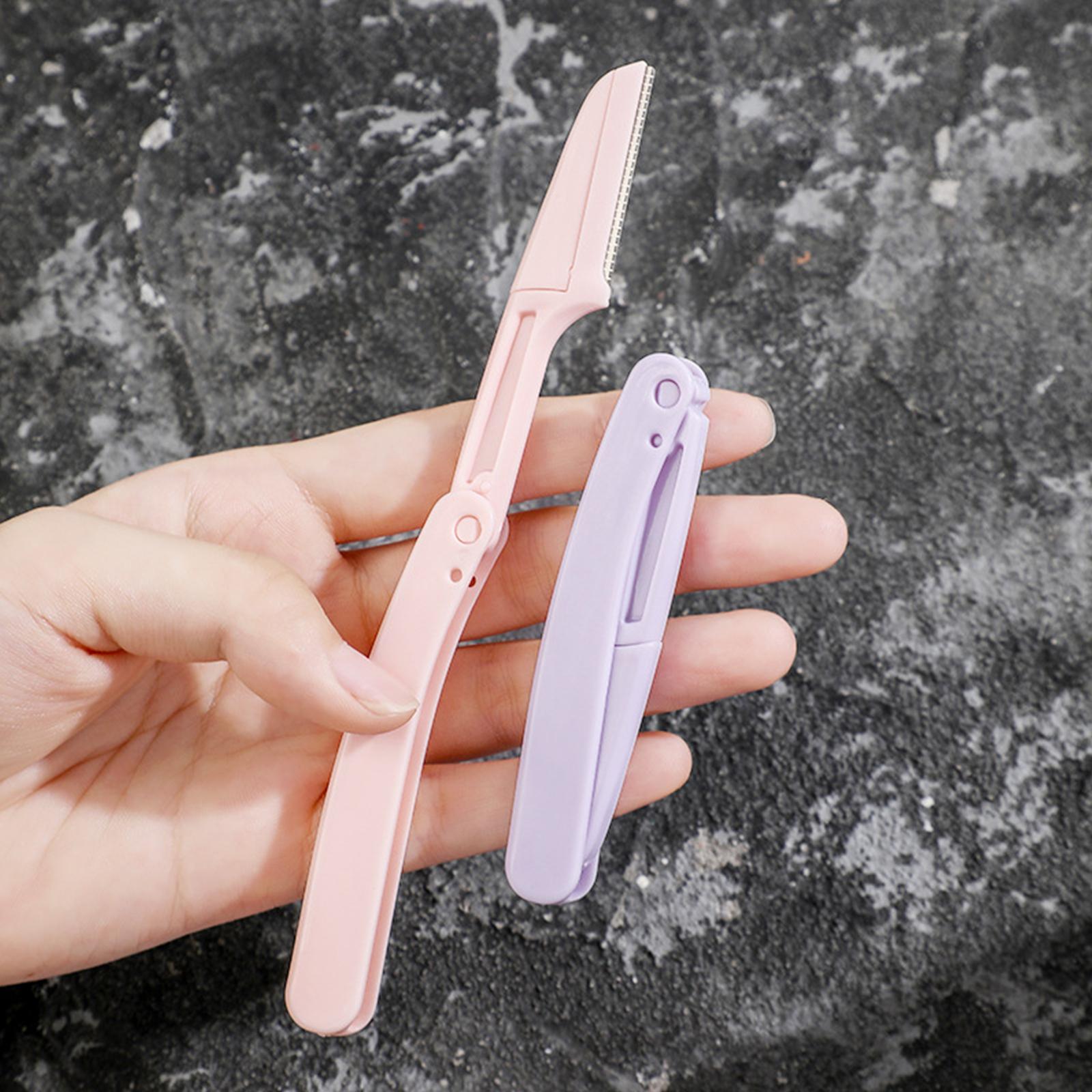 4x3 x Foldable Eyebrow Trimmer Razor Steel Blade Reusable for Men Women Purple