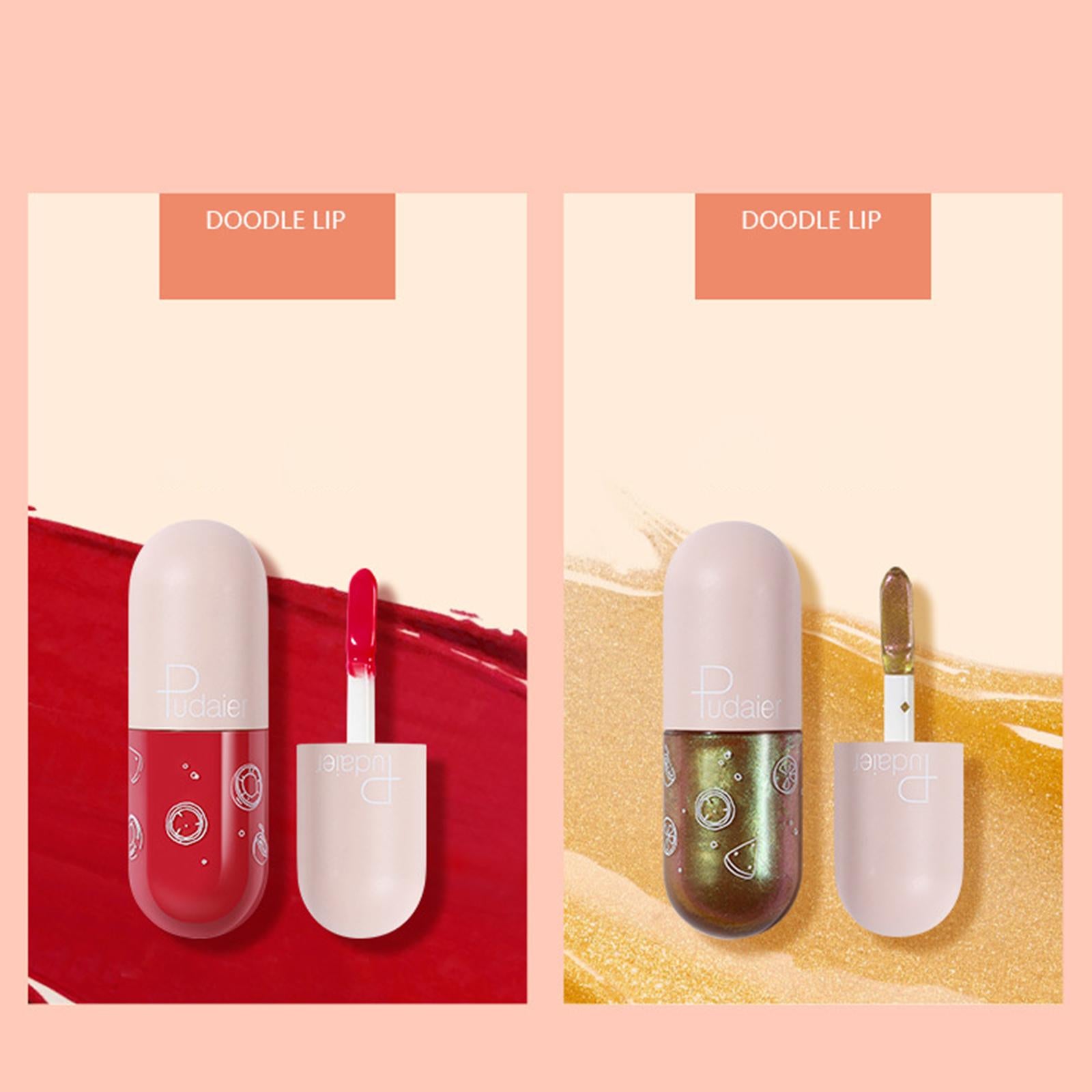 2xMini Capsule Lip Gloss Long Lasting Shine Moisturizer Lips Makeup Gift A