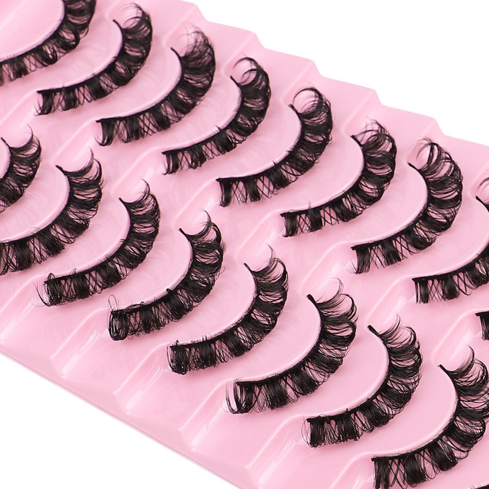 10 Pairs Russian Strip Lashes DD Curl Curly Eye Lashes Handmade D