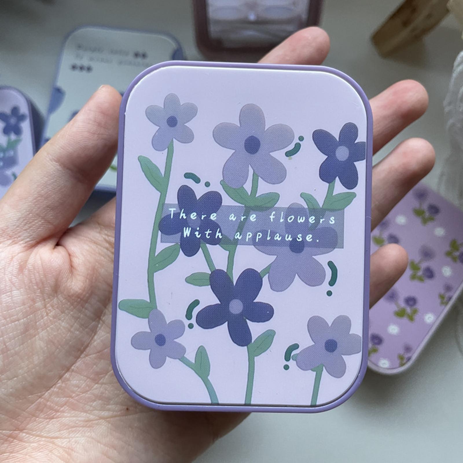2xCompact Contact Lens Travel Case w/ Mirror Remover Tool   Blue Big Tulip