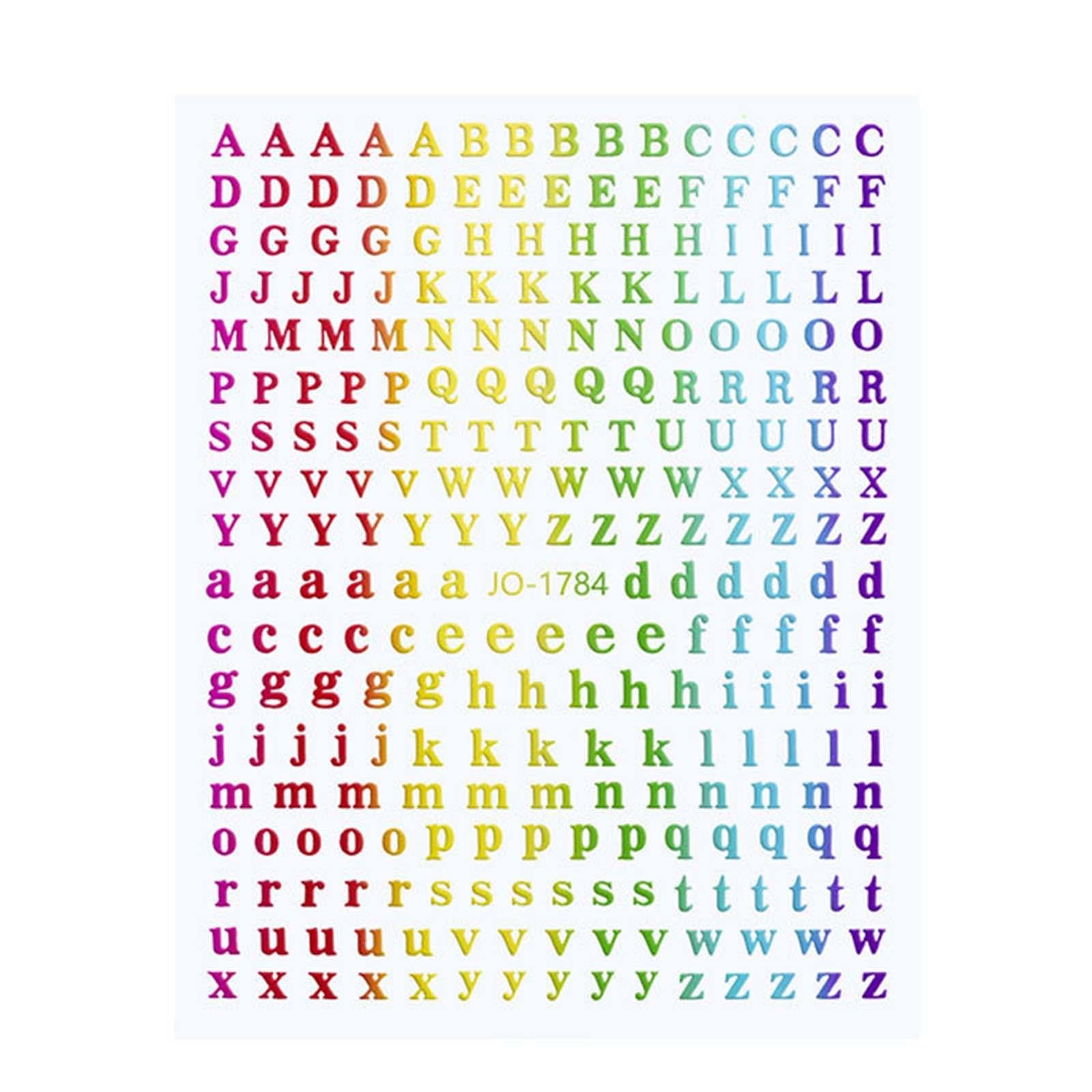 3x6 Sheets 3D Holographic Letters Nail Stickers Colorful Word for Women Girls
