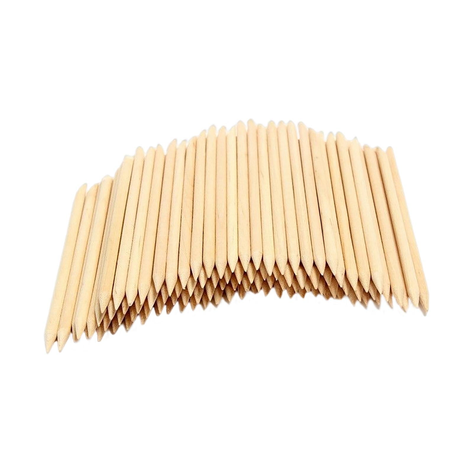 100Pcs Orange Wood Nail Sticks Multi Functional Double Sided for Nails