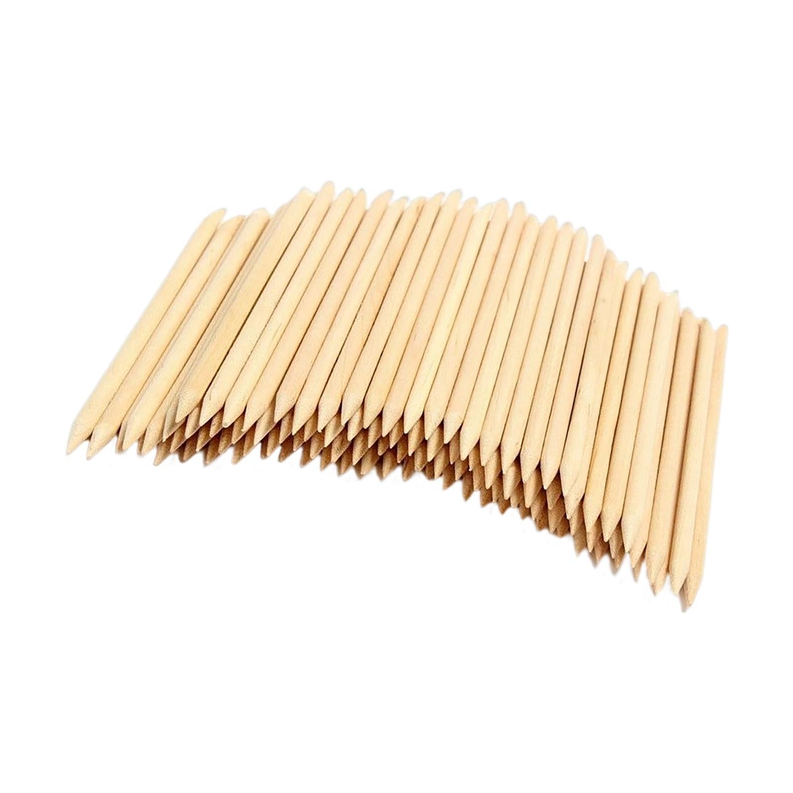 100Pcs Orange Wood Nail Sticks Multi Functional Double Sided for Nails