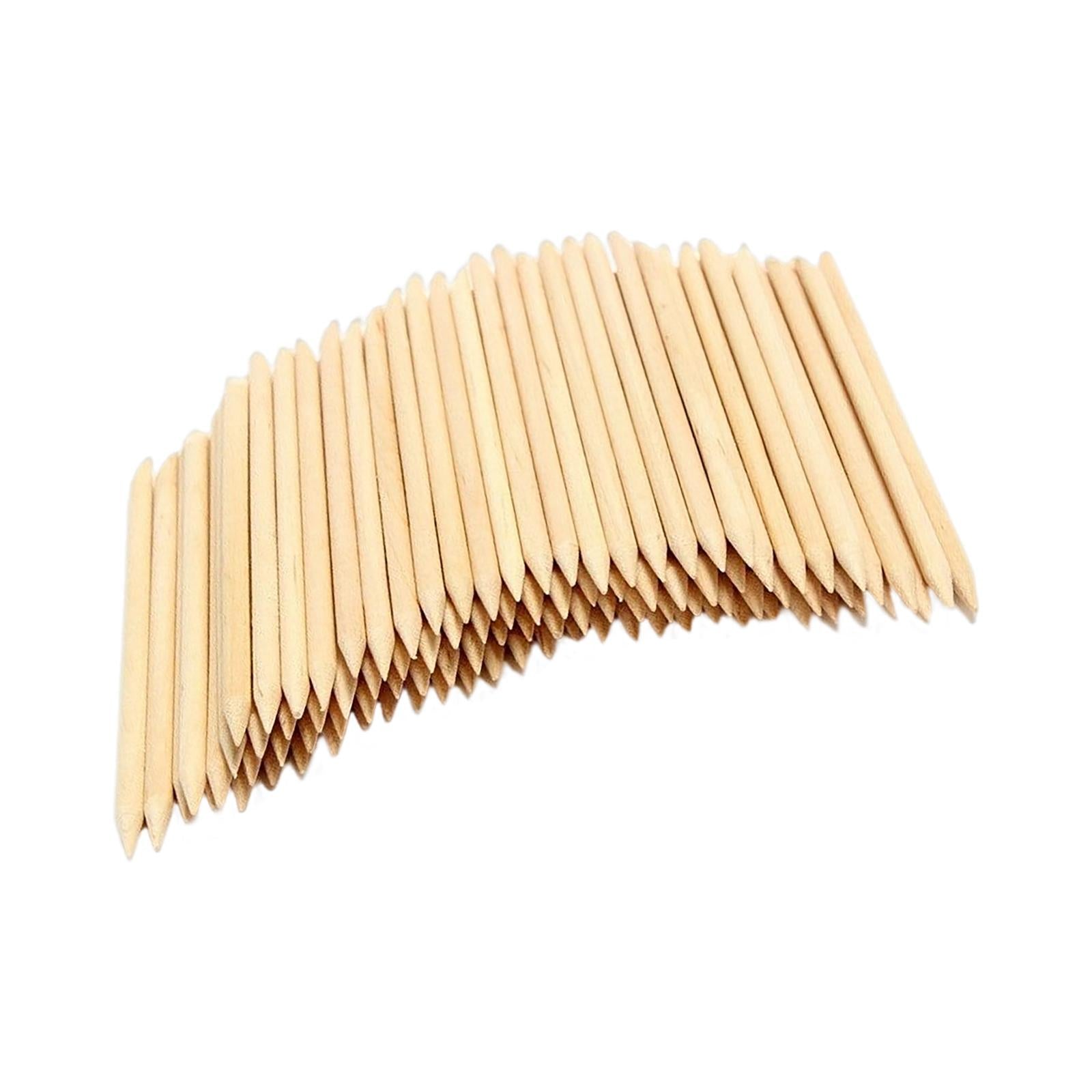 100Pcs Orange Wood Nail Sticks Multi Functional Double Sided for Nails