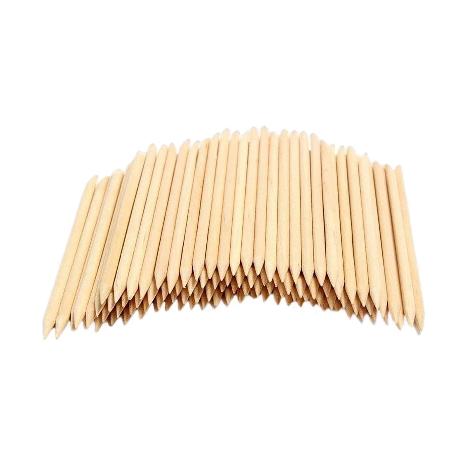 100Pcs Orange Wood Nail Sticks Multi Functional Double Sided for Nails