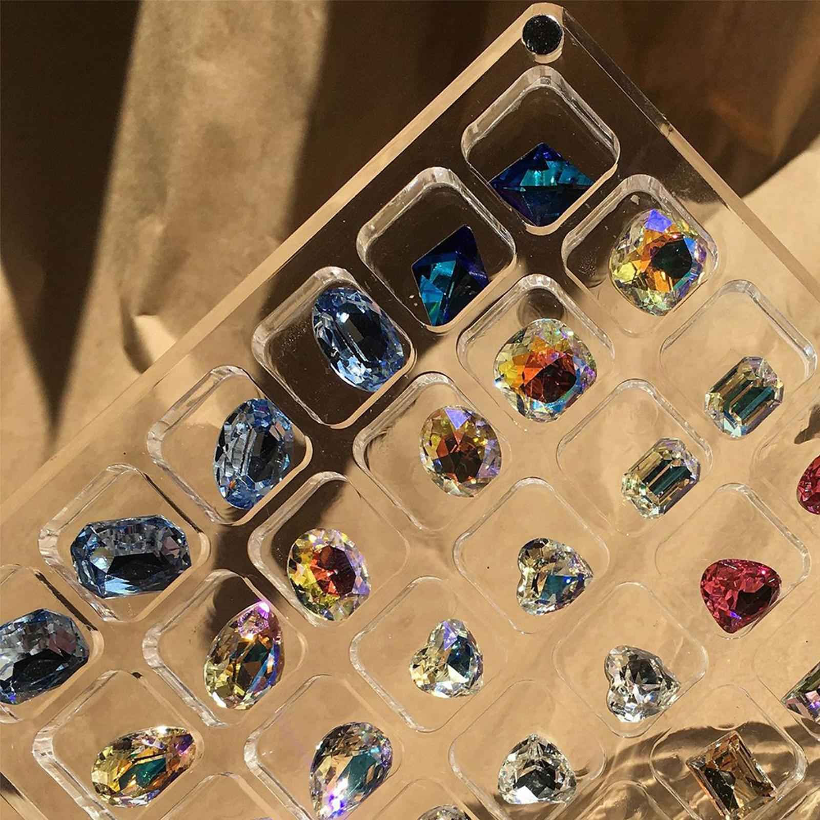 Acrylic Nail Art Transparent Storage Box Moistureproof for Nail Art Bead 72 Grids