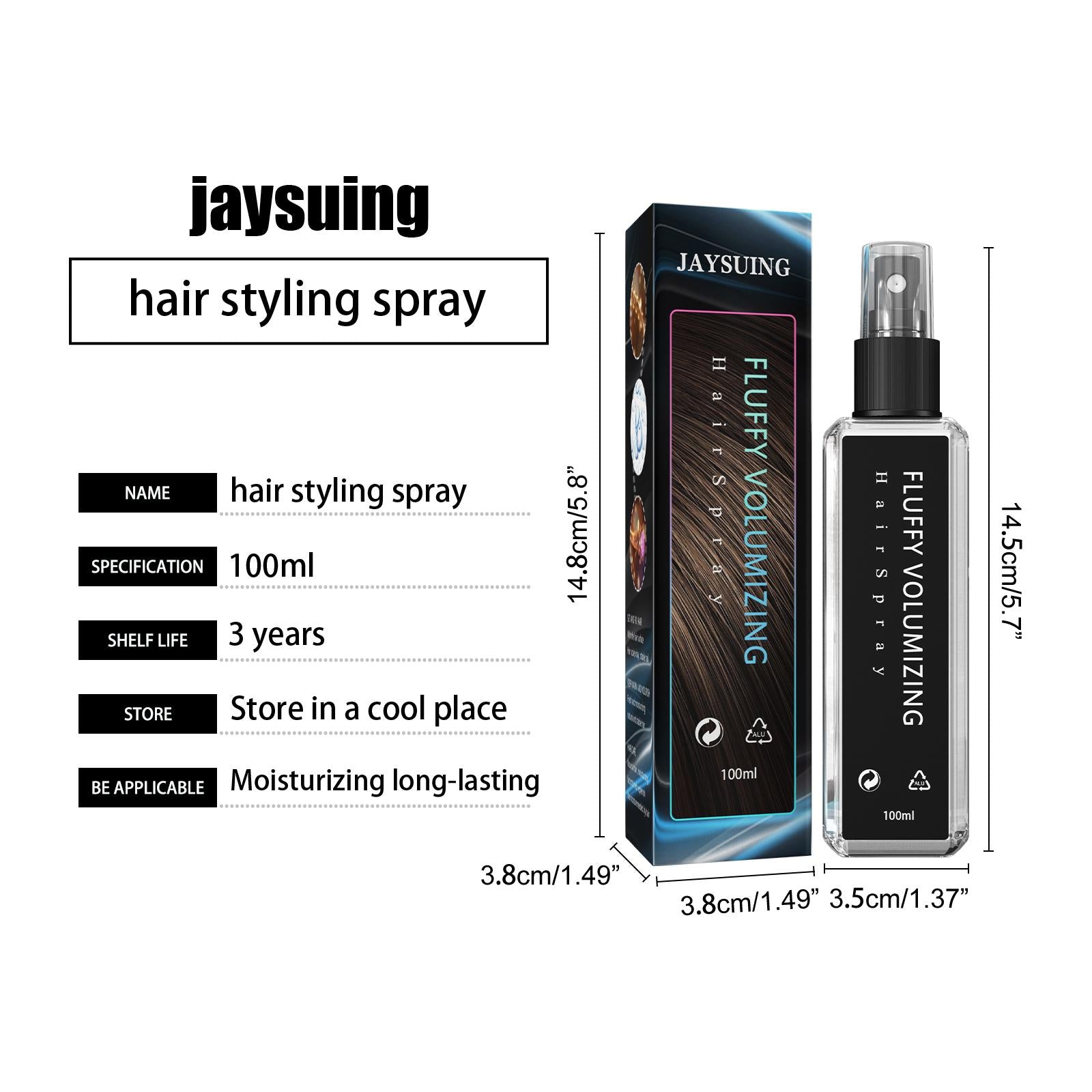 3x Volumizing Hair Spray 100ml Instant Beauty Makes Hair Easier to Style