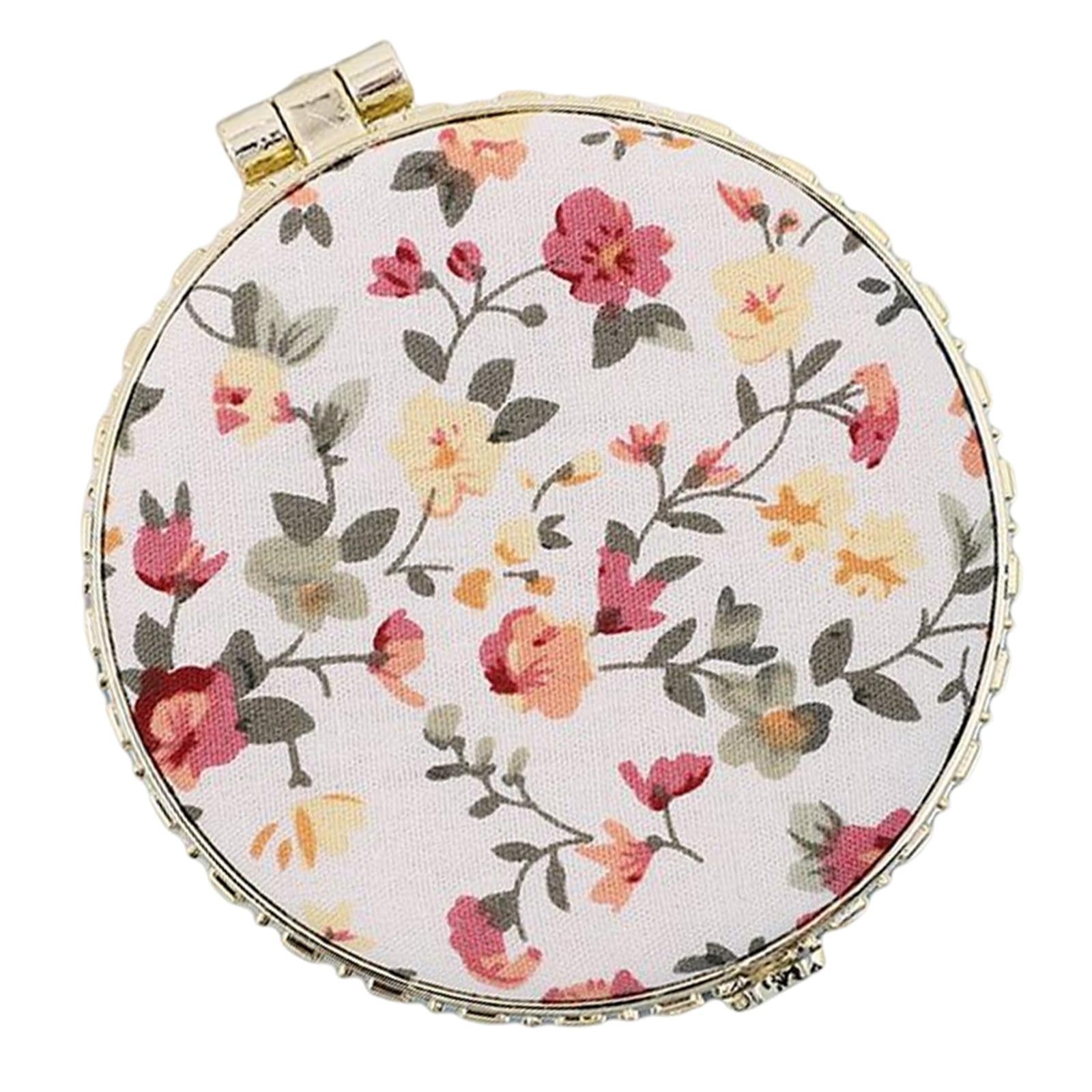 4xTravel Makeup Mirror Folding Mirror Pocket Mirror Floral Printed for Purse