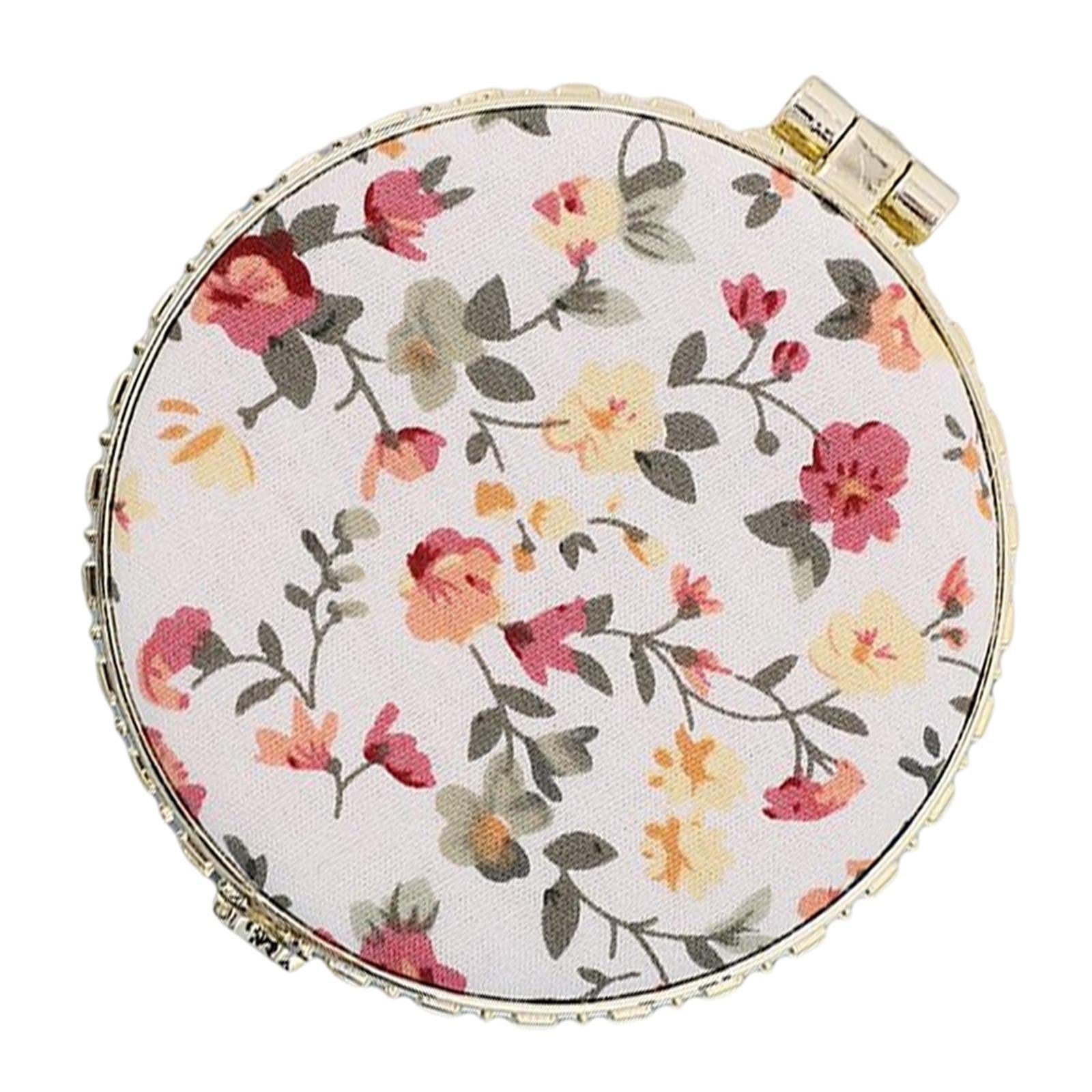 3xTravel Makeup Mirror Folding Mirror Pocket Mirror Floral Printed for Purse