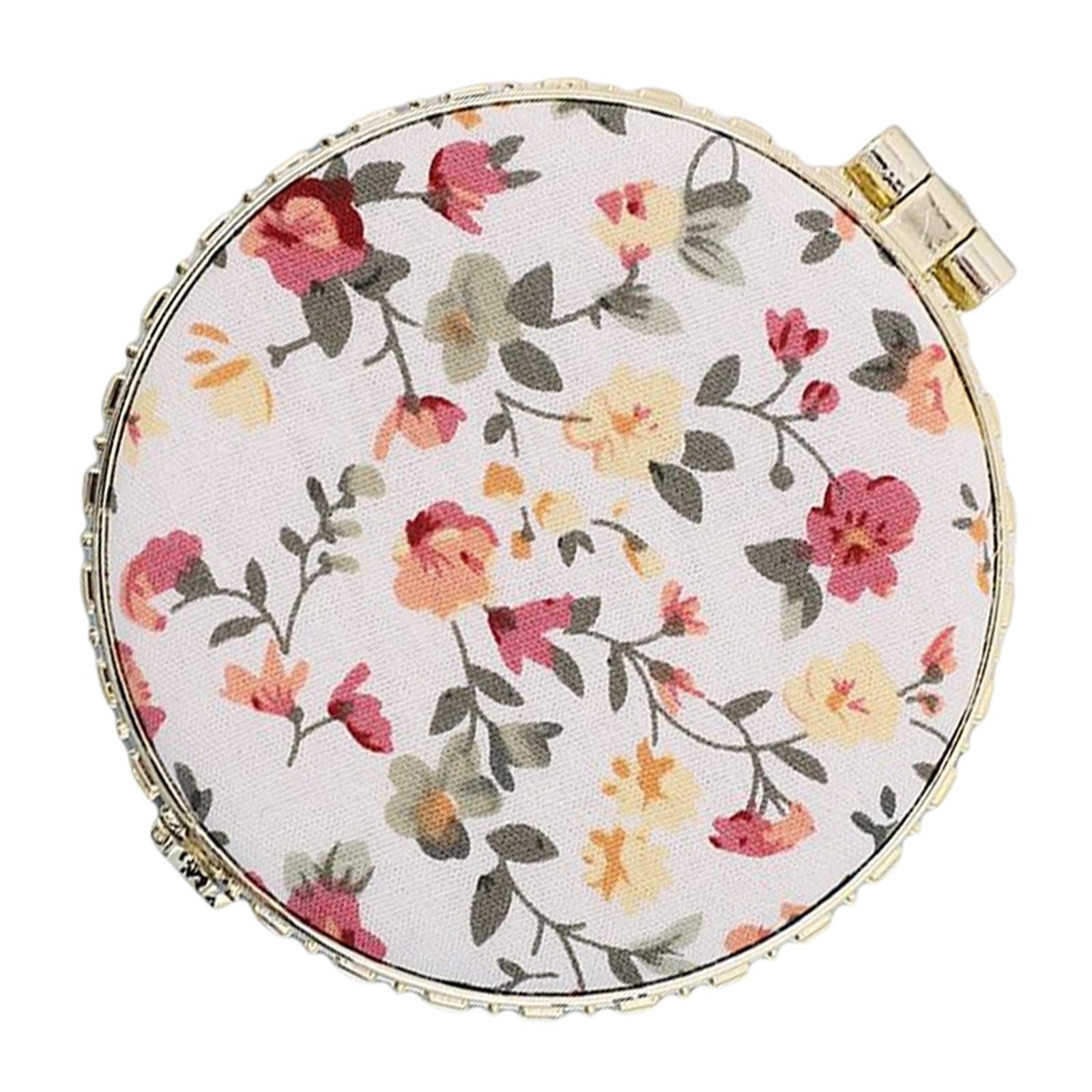 4xTravel Makeup Mirror Folding Mirror Pocket Mirror Floral Printed for Purse