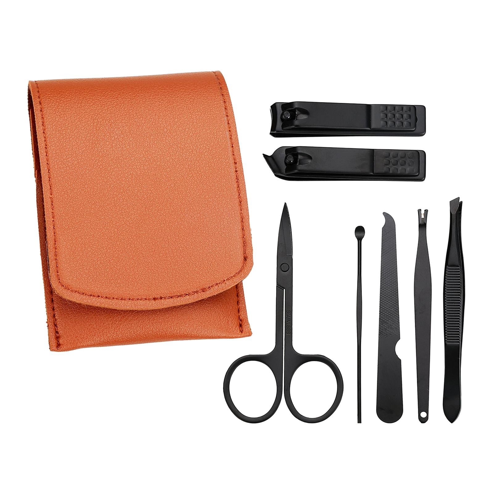 2x7Pcs Manicure Set Stainless Steel Nail Clippers Kit Care Tool Orange