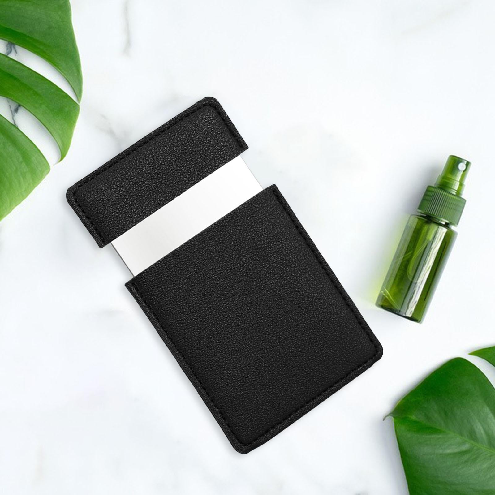 4xSquare Mini Makeup Mirror Travelling Outdoor with PU Leather Cover Black