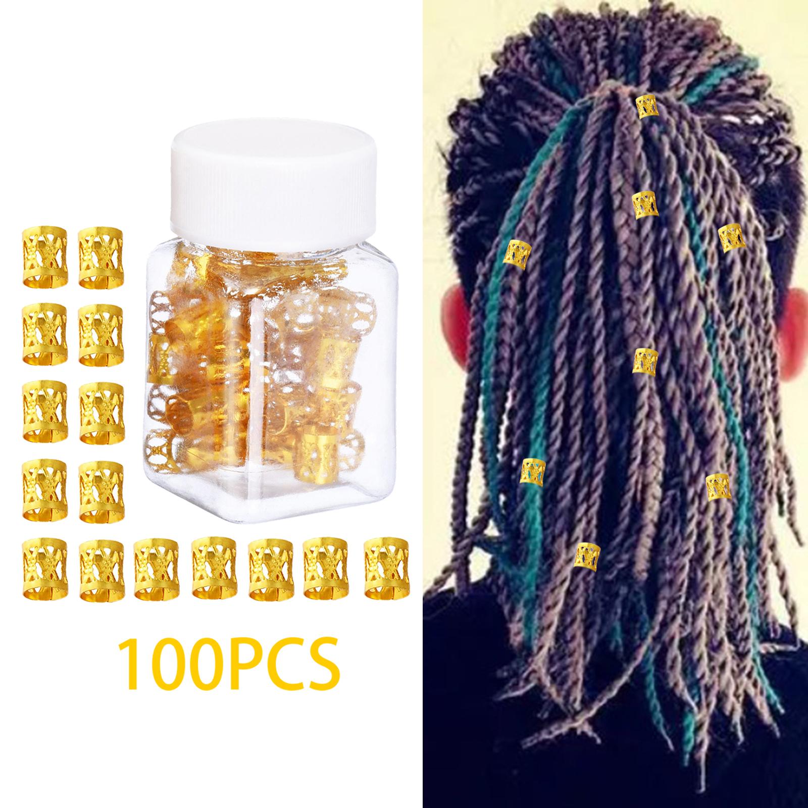 100x Dreadlocks Beads Decorations Pendants Metal for Hair Accessory  Gold