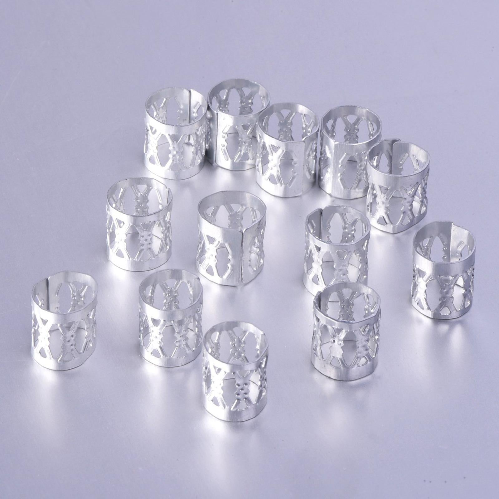 3x100x Dreadlocks Beads Decorations Pendants Metal for Hair Accessory  Silver