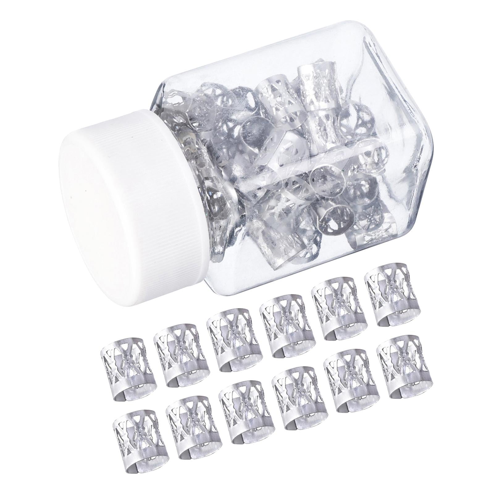 2x100x Dreadlocks Beads Decorations Pendants Metal for Hair Accessory  Silver