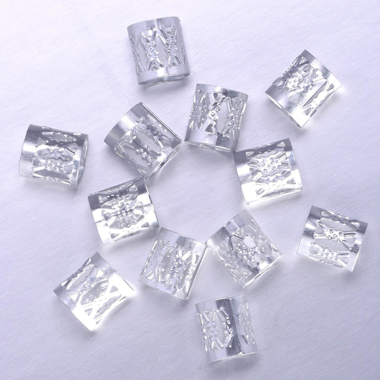 3x100x Dreadlocks Beads Decorations Pendants Metal for Hair Accessory  Silver