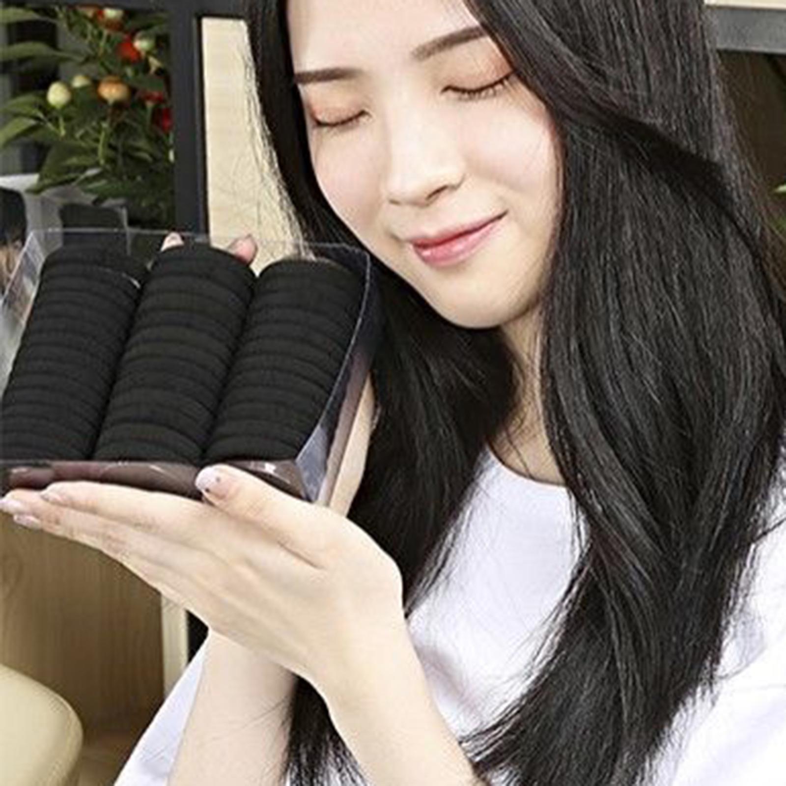 100 Pieces Black Hair Ties No Damage for Hair Pain Free for Long Hair Girls