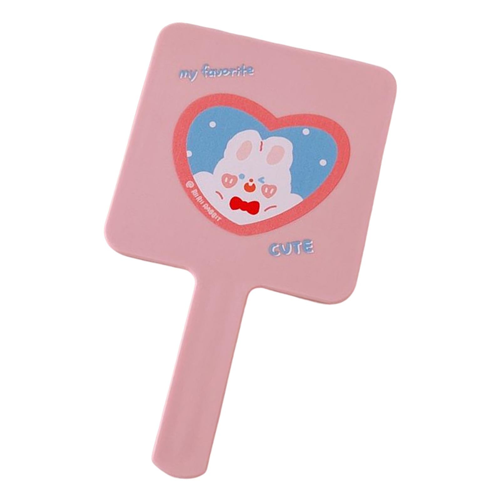 4xCompact Handheld Mirror Single Sided Square Gift for Women Girls Pink