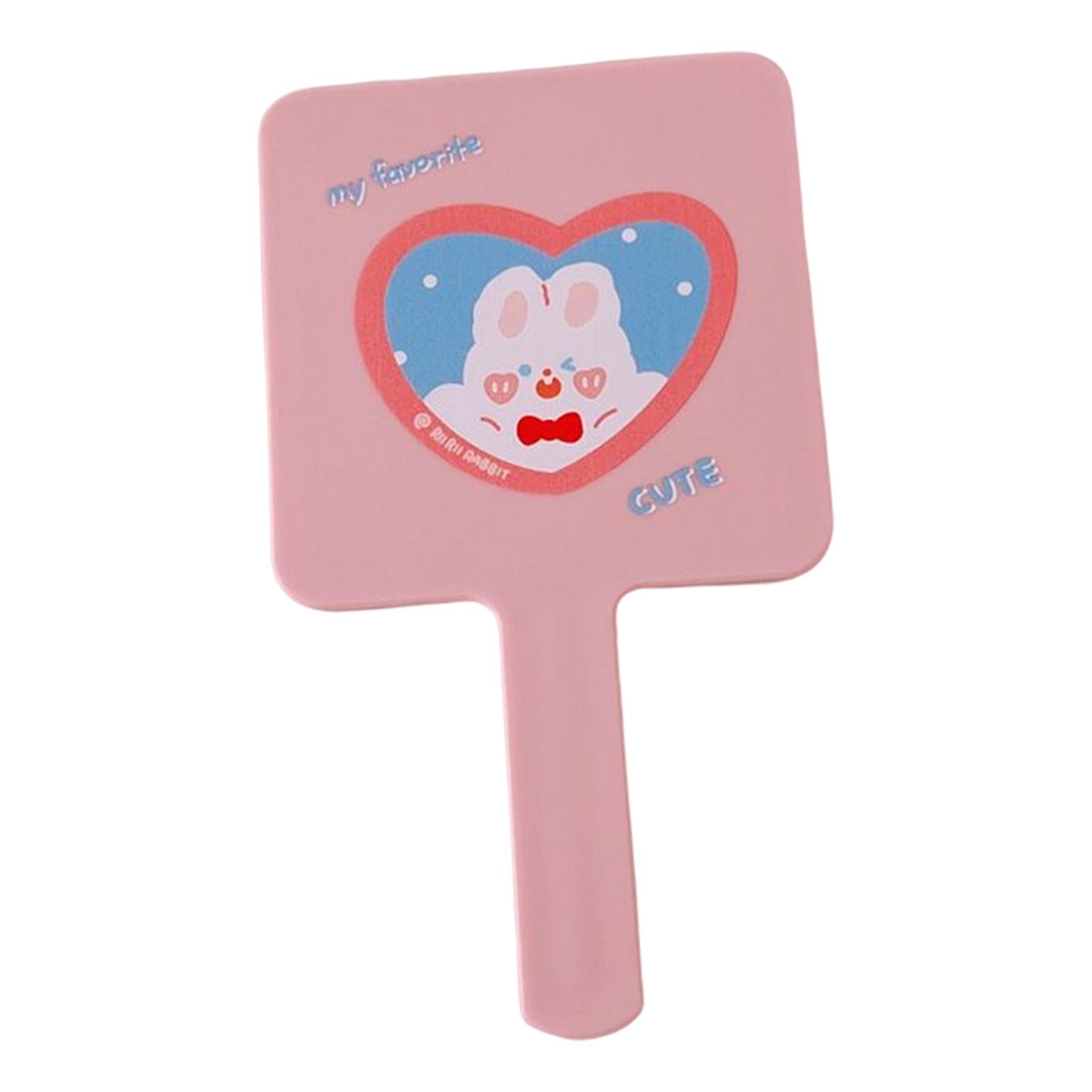 2xCompact Handheld Mirror Single Sided Square Gift for Women Girls Pink