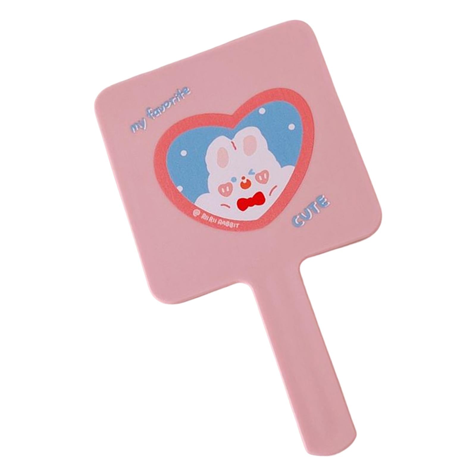 4xCompact Handheld Mirror Single Sided Square Gift for Women Girls Pink