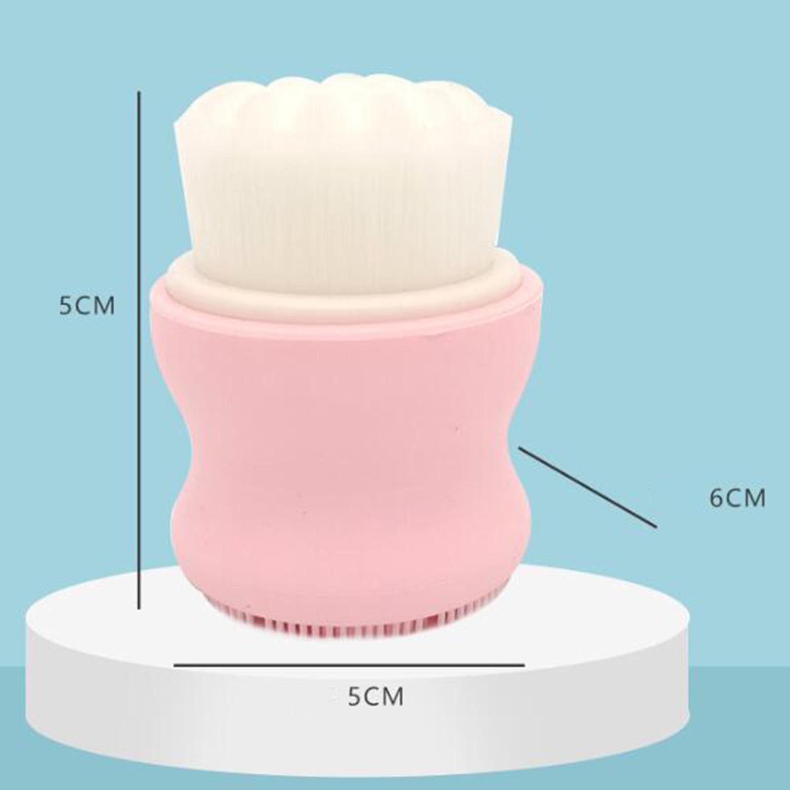 3xManual Face Washing Brush Soft Bristle and Exfoliating Silicone Pad Pink