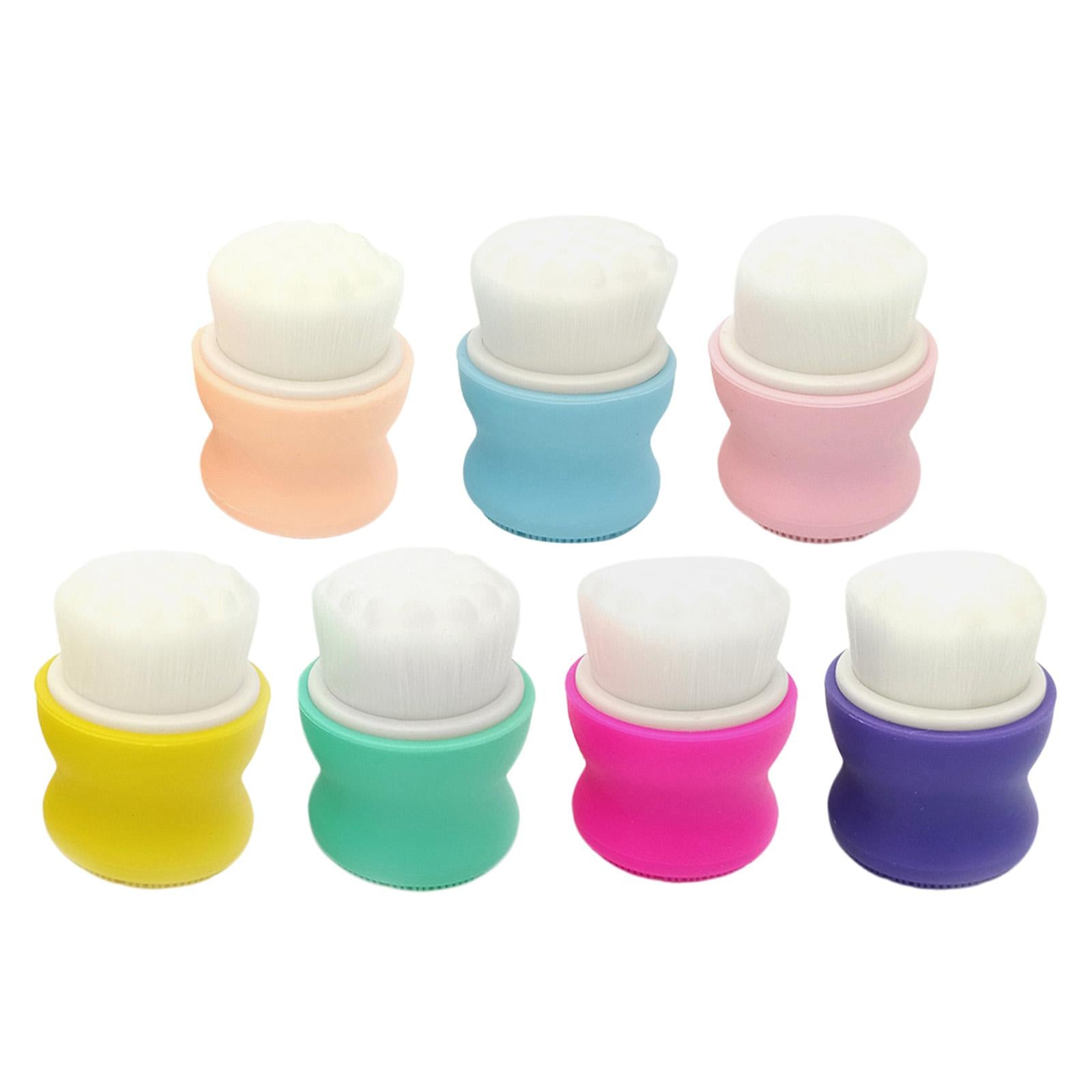 4xManual Face Washing Brush Soft Bristle and Exfoliating Silicone Pad Pink