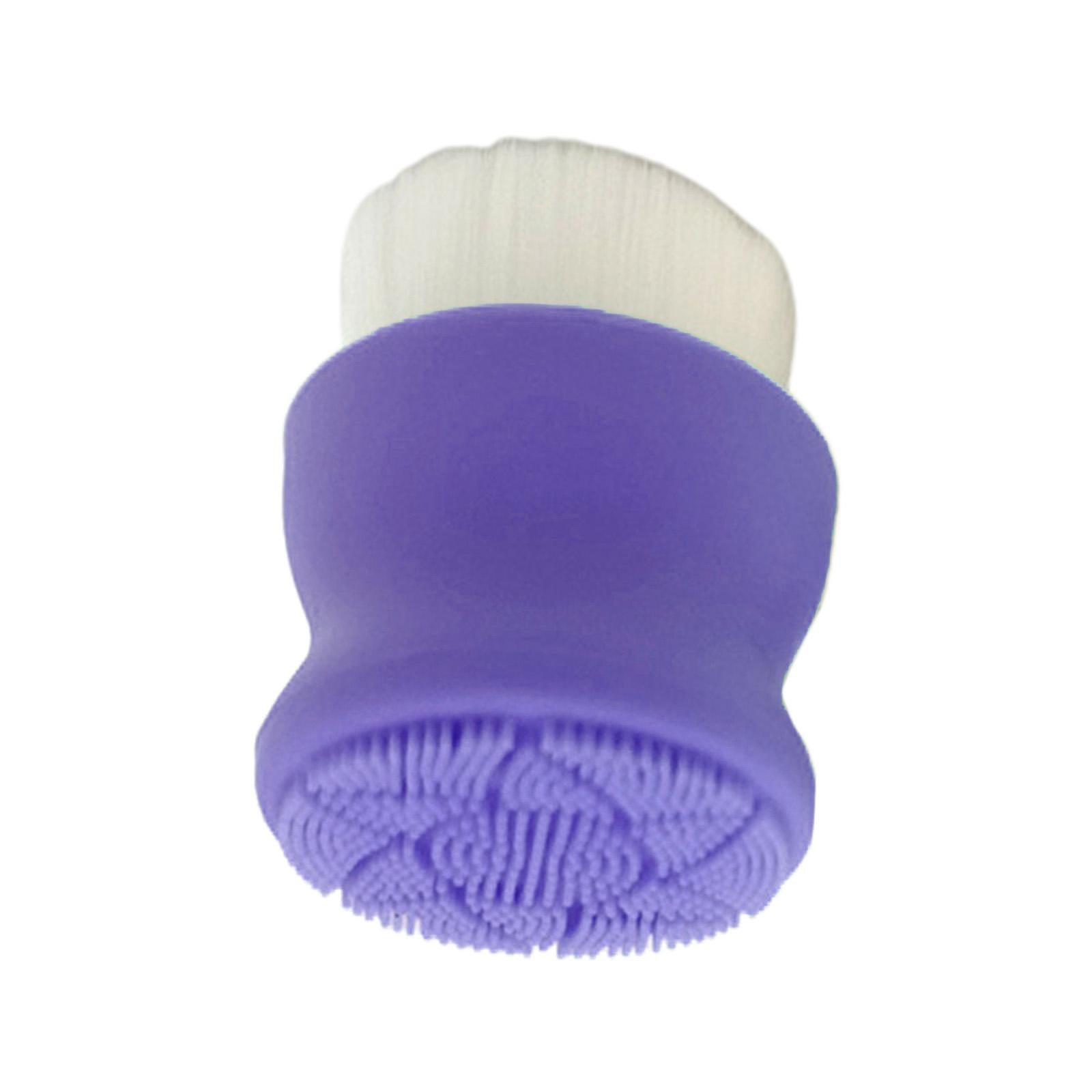 3xManual Face Washing Brush Soft Bristle and Exfoliating Silicone Pad Purple