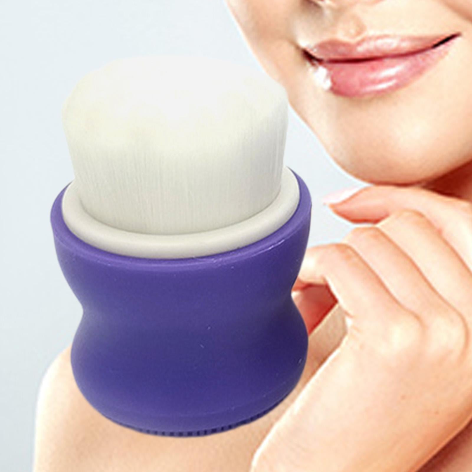 3xManual Face Washing Brush Soft Bristle and Exfoliating Silicone Pad Purple