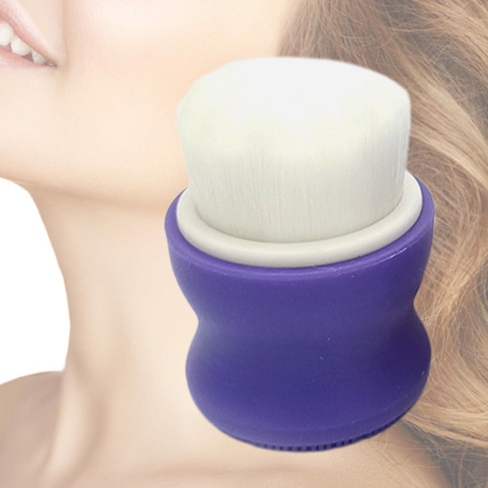 3xManual Face Washing Brush Soft Bristle and Exfoliating Silicone Pad Purple