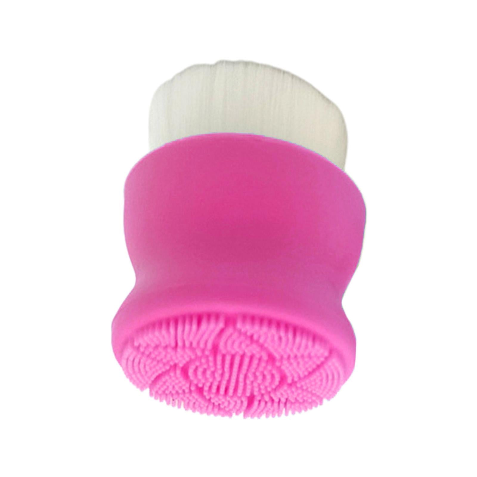 2xManual Face Washing Brush Soft Bristle and Exfoliating Silicone Pad Rose Red