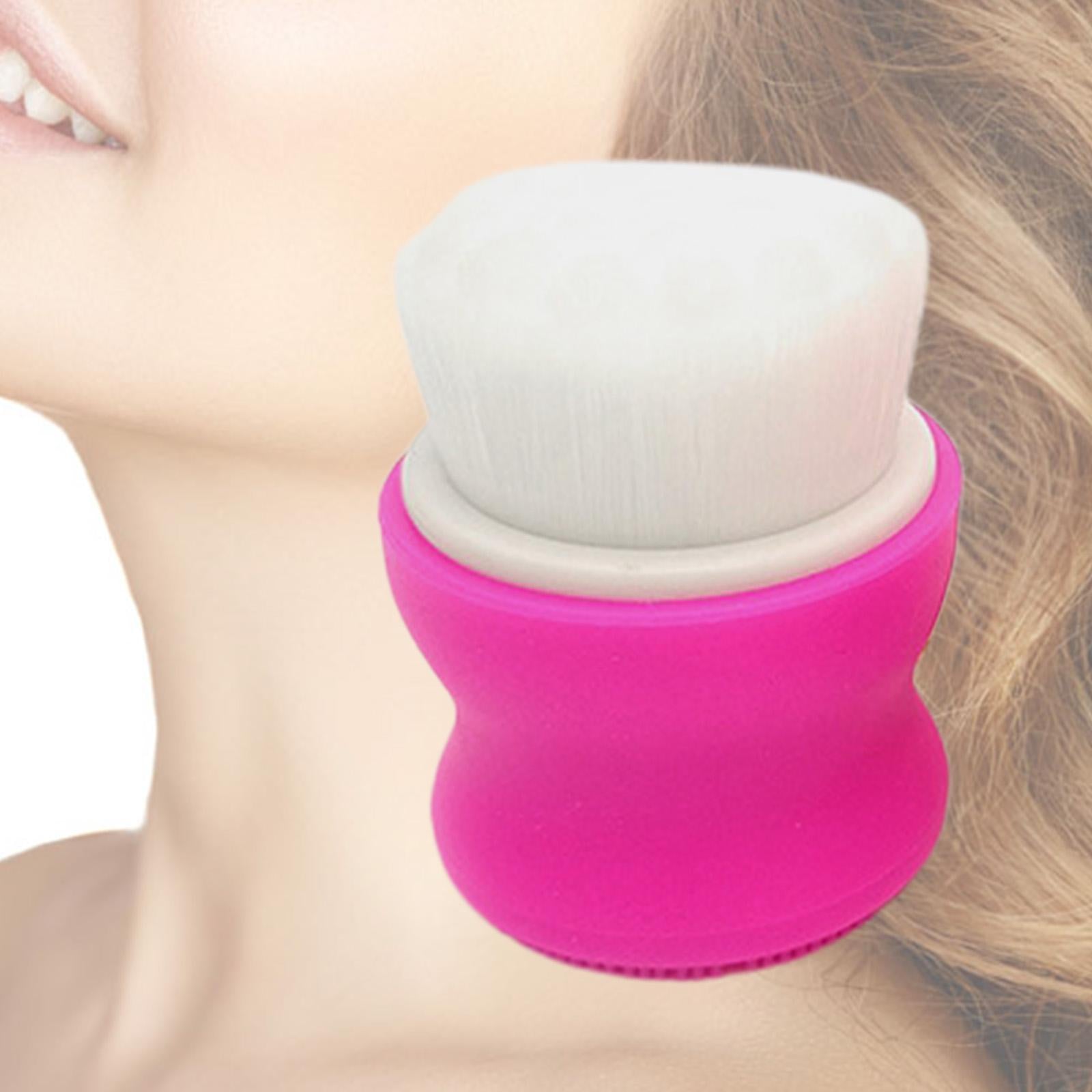 2xManual Face Washing Brush Soft Bristle and Exfoliating Silicone Pad Rose Red