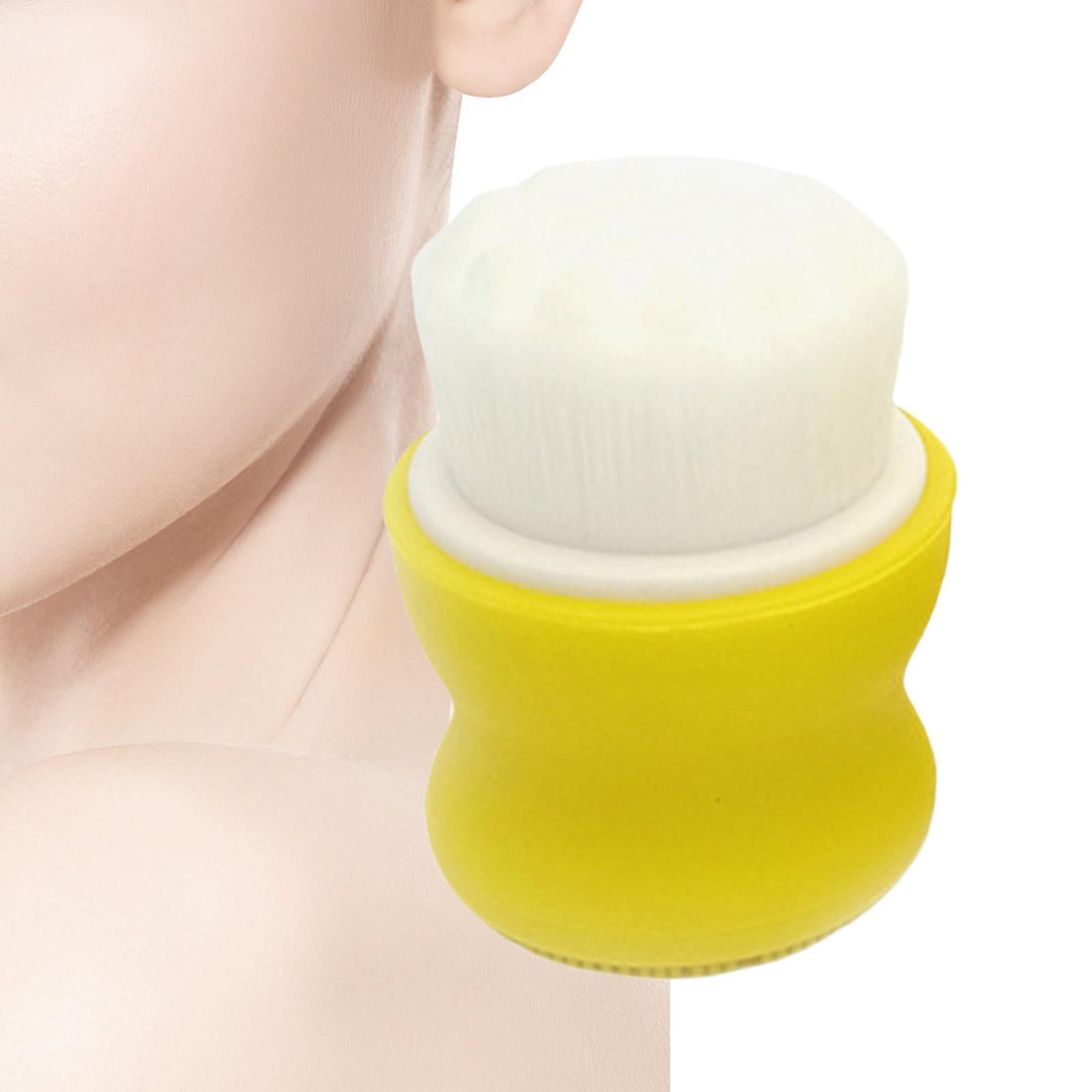 2xManual Face Washing Brush Soft Bristle and Exfoliating Silicone Pad Yellow