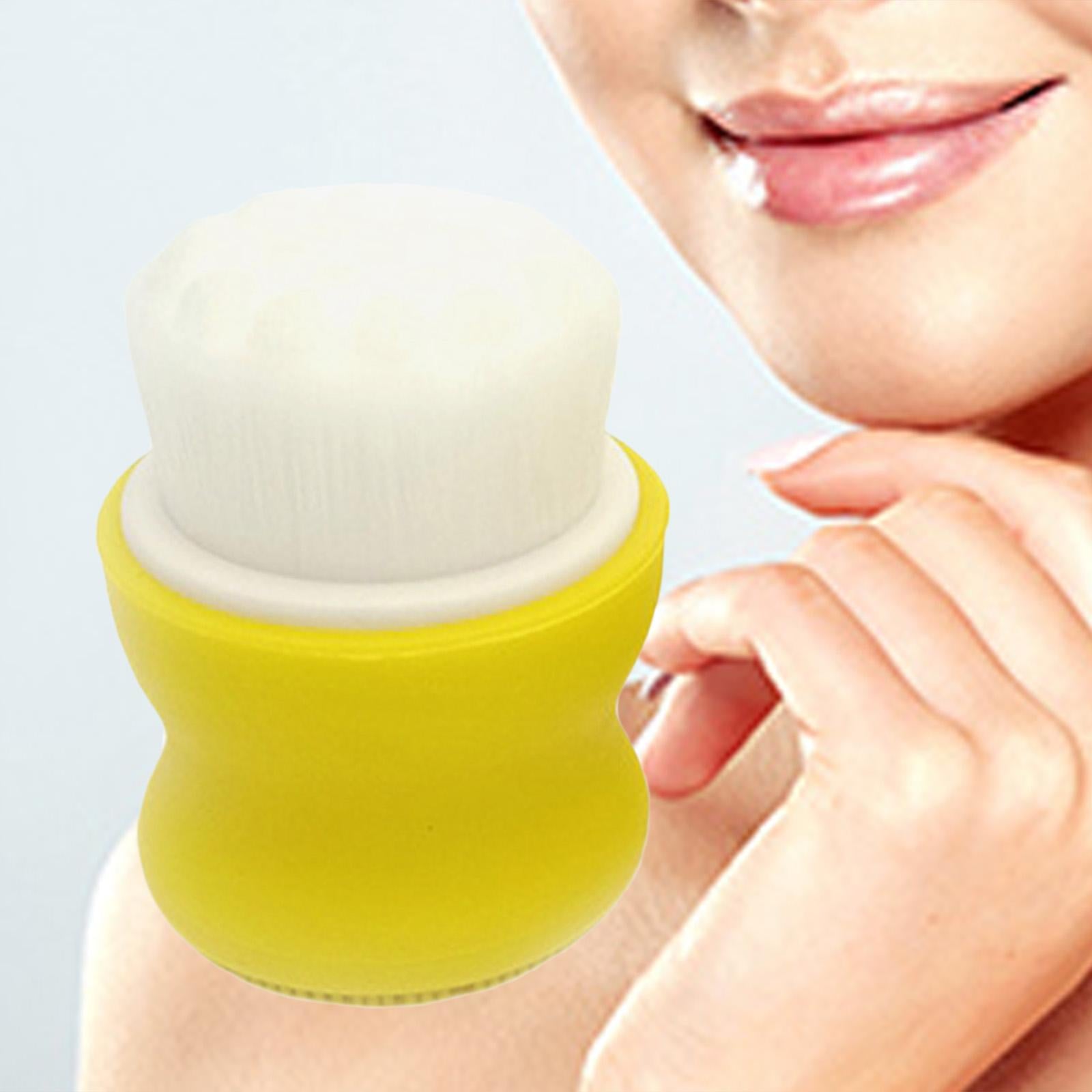 4xManual Face Washing Brush Soft Bristle and Exfoliating Silicone Pad Yellow