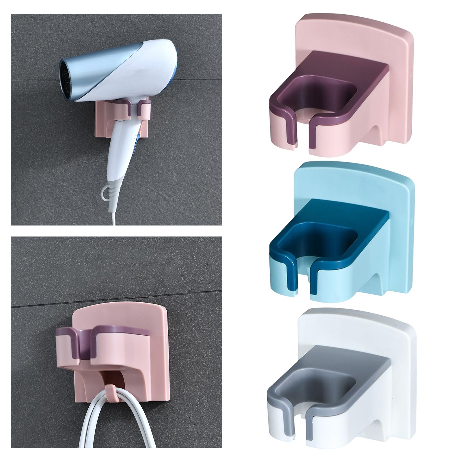 2xHair Dryer Holder Self Adhesive Storage for Bedroom Bathroom White