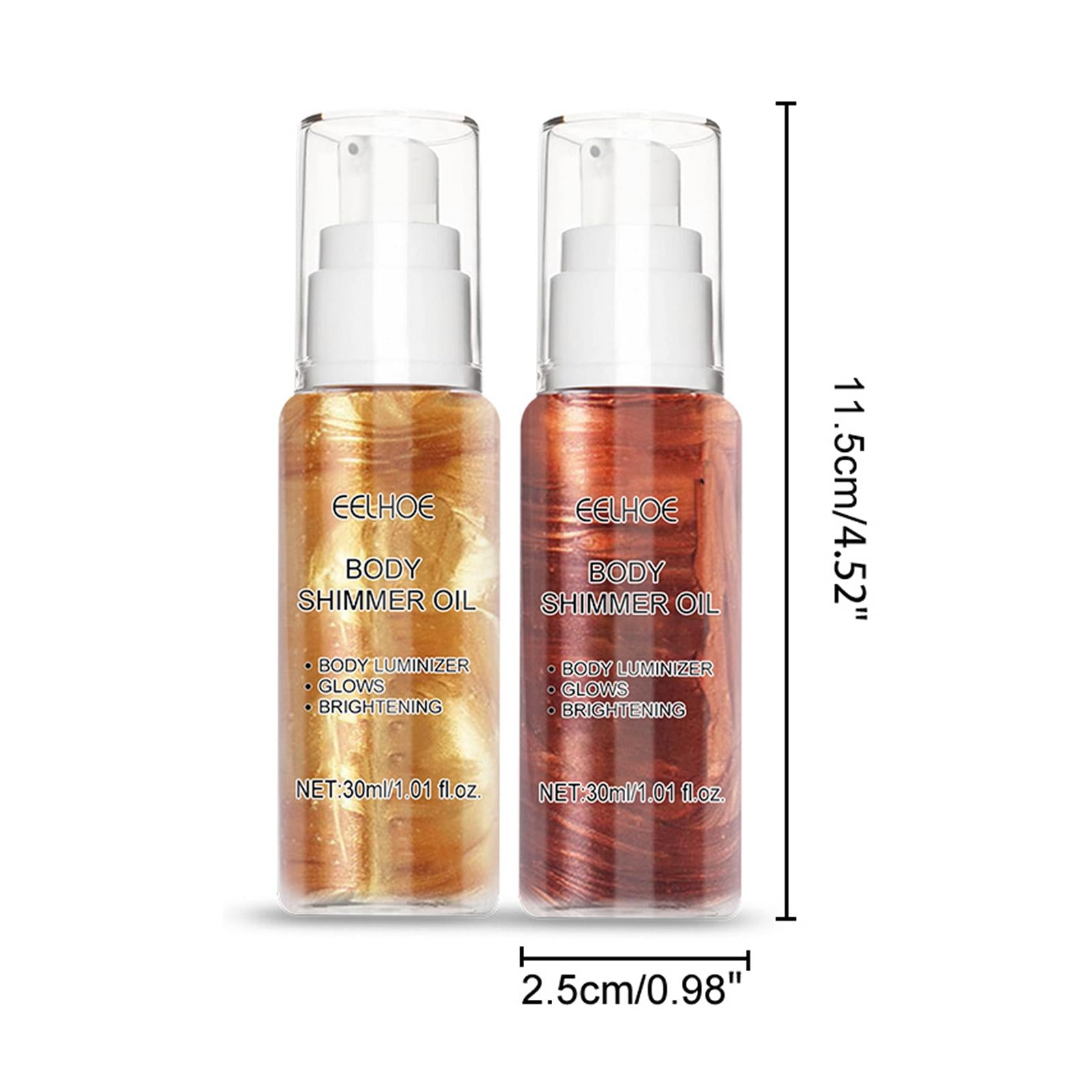 2xBody Shimmer Oil Multipleuse Moisturizing Glitter Waterproof for Make up 30G Golden