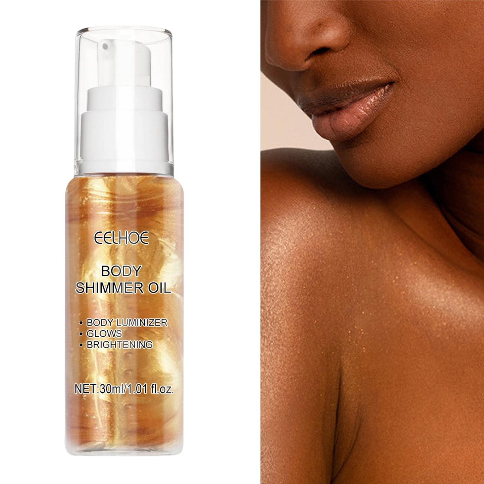 2xBody Shimmer Oil Multipleuse Moisturizing Glitter Waterproof for Make up 30G Golden